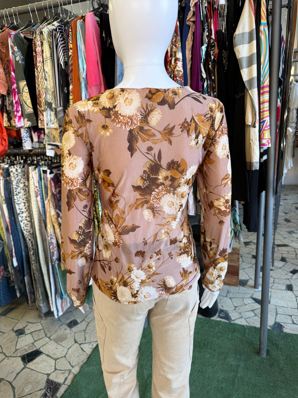 Top Roberto Cavalli manica lunga floreale 00s