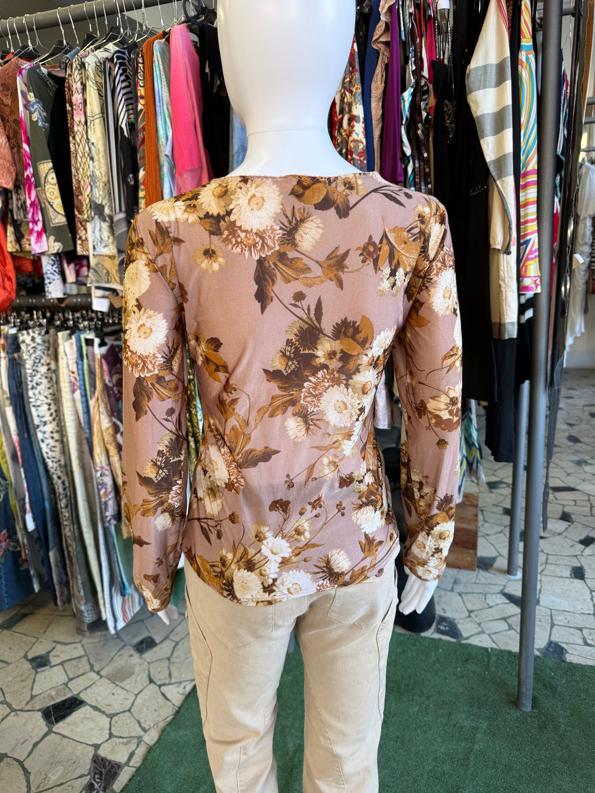 Top Roberto Cavalli manica lunga floreale 00s