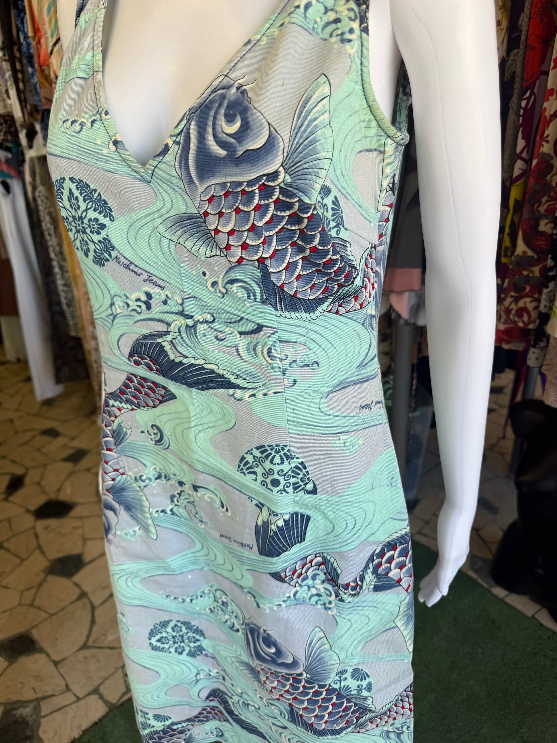 Abito Moschino carpe koi giapponesi 90s
