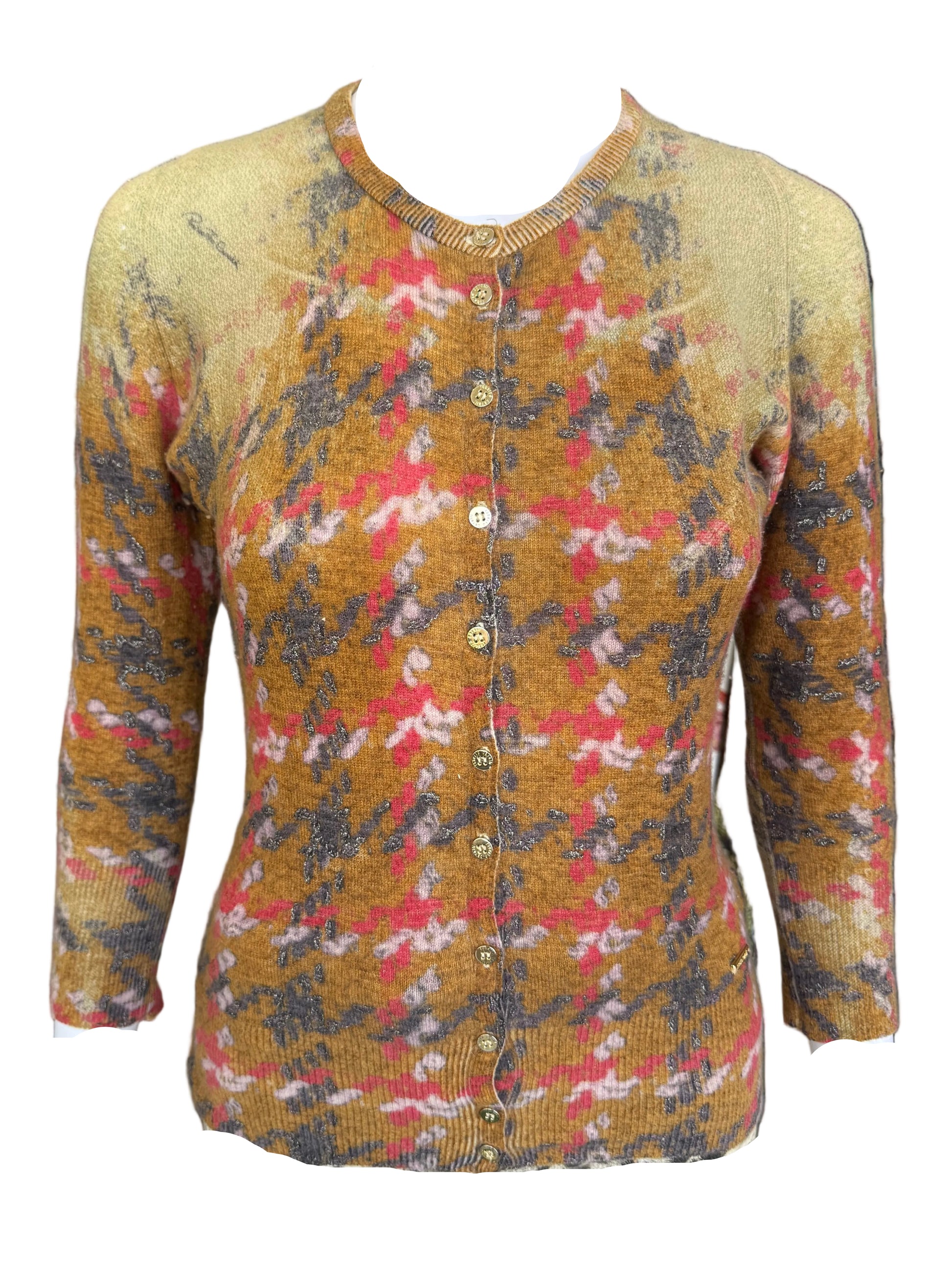 Cardigan Roberto Cavalii FW2002 pied de poule degradè