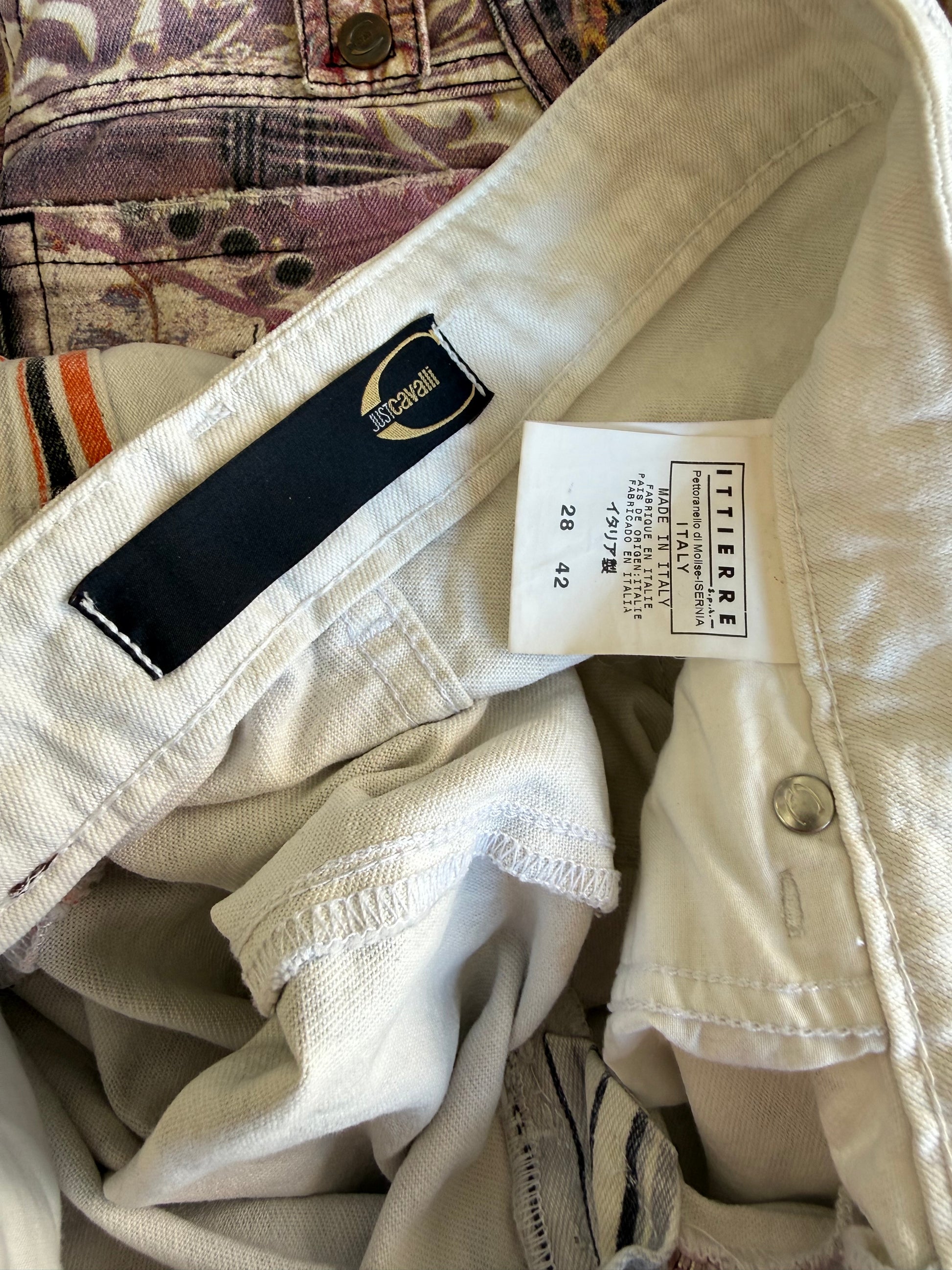 Jeans Roberto Cavalli fiori astratti 2000s