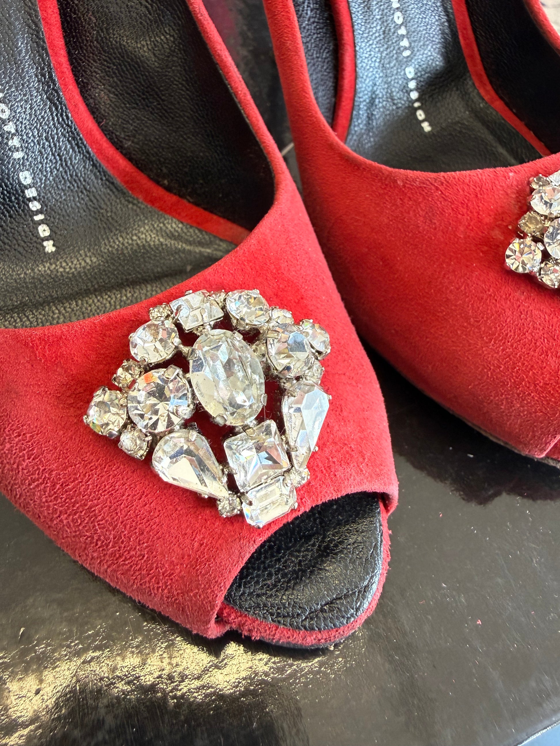 Tacchi Giuseppe Zanotti cristalli rosso 2010s