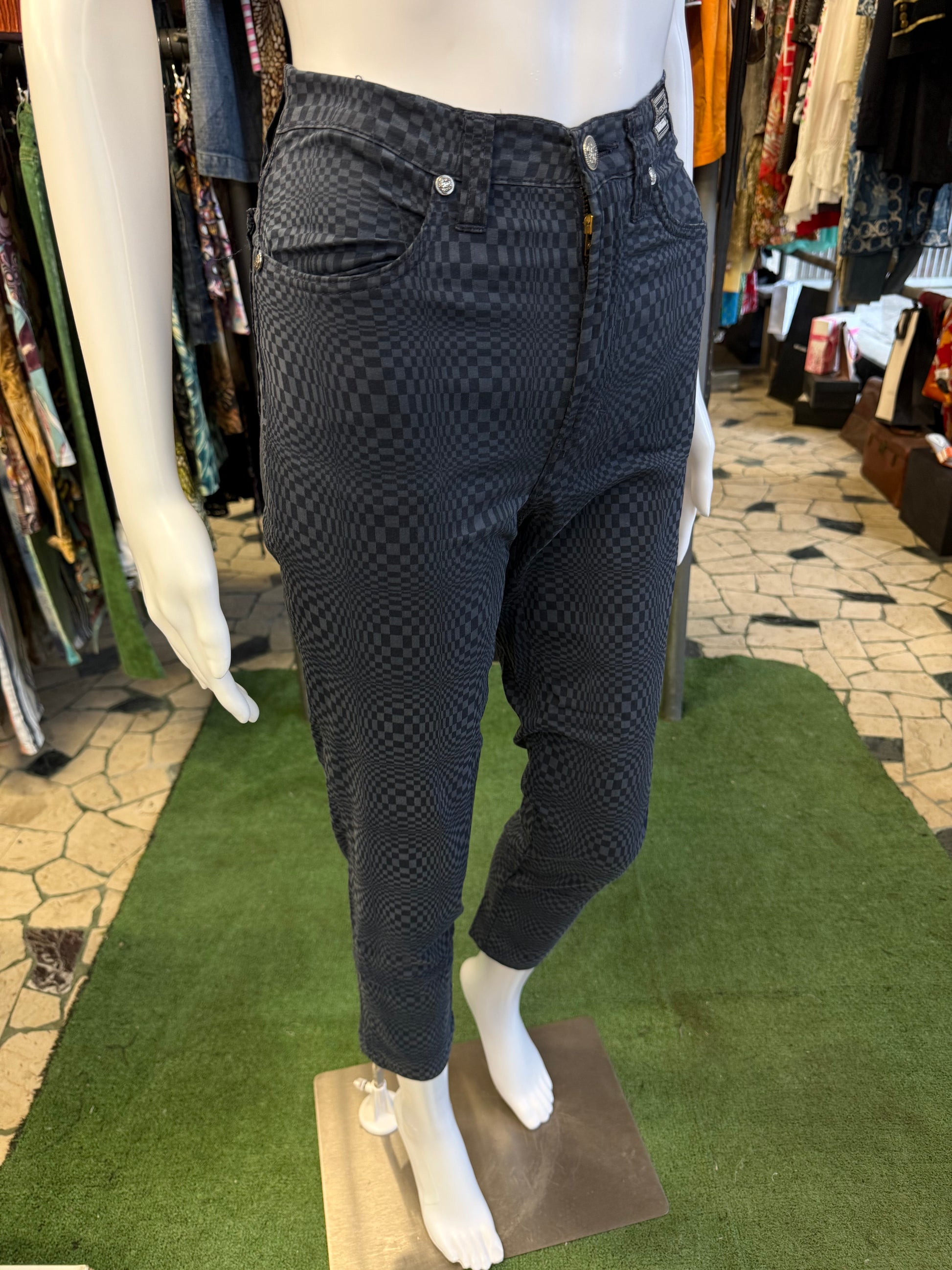 Jeans Versace stampa psichedelica/ olografica 90s