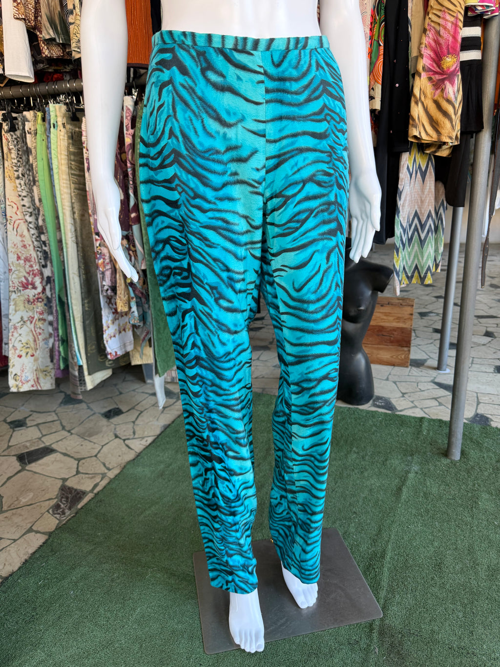 Pantalone Versace tigre blu 90s nuovo