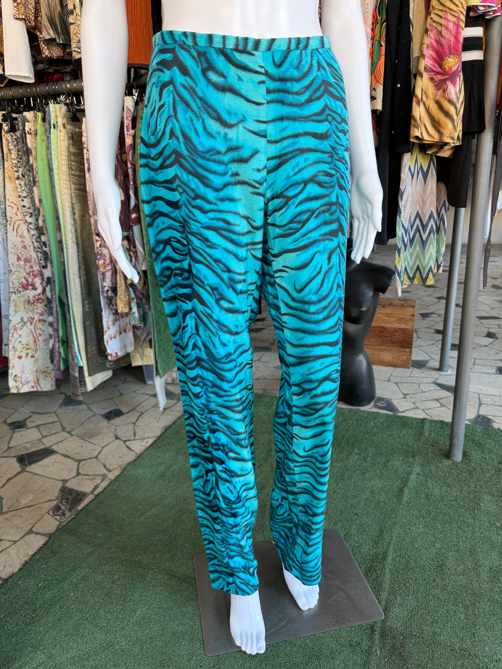 Pantalone Versace tigre blu 90s nuovo