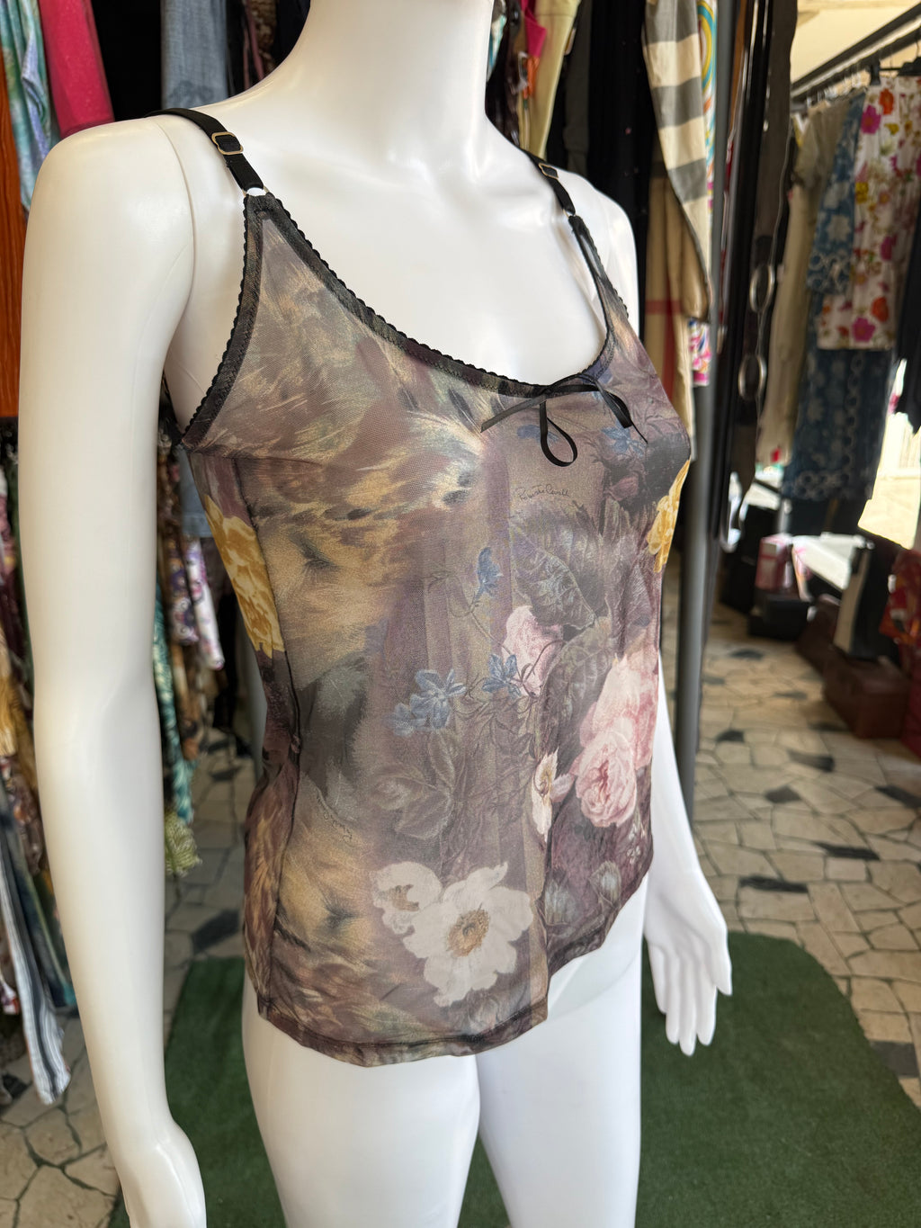 Top floreale Roberto Cavalli leggero 00s