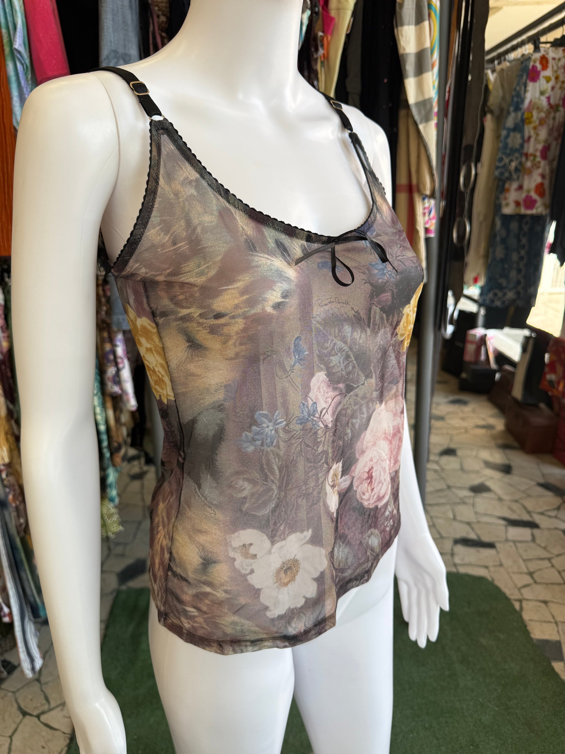 Top floreale Roberto Cavalli leggero 00s