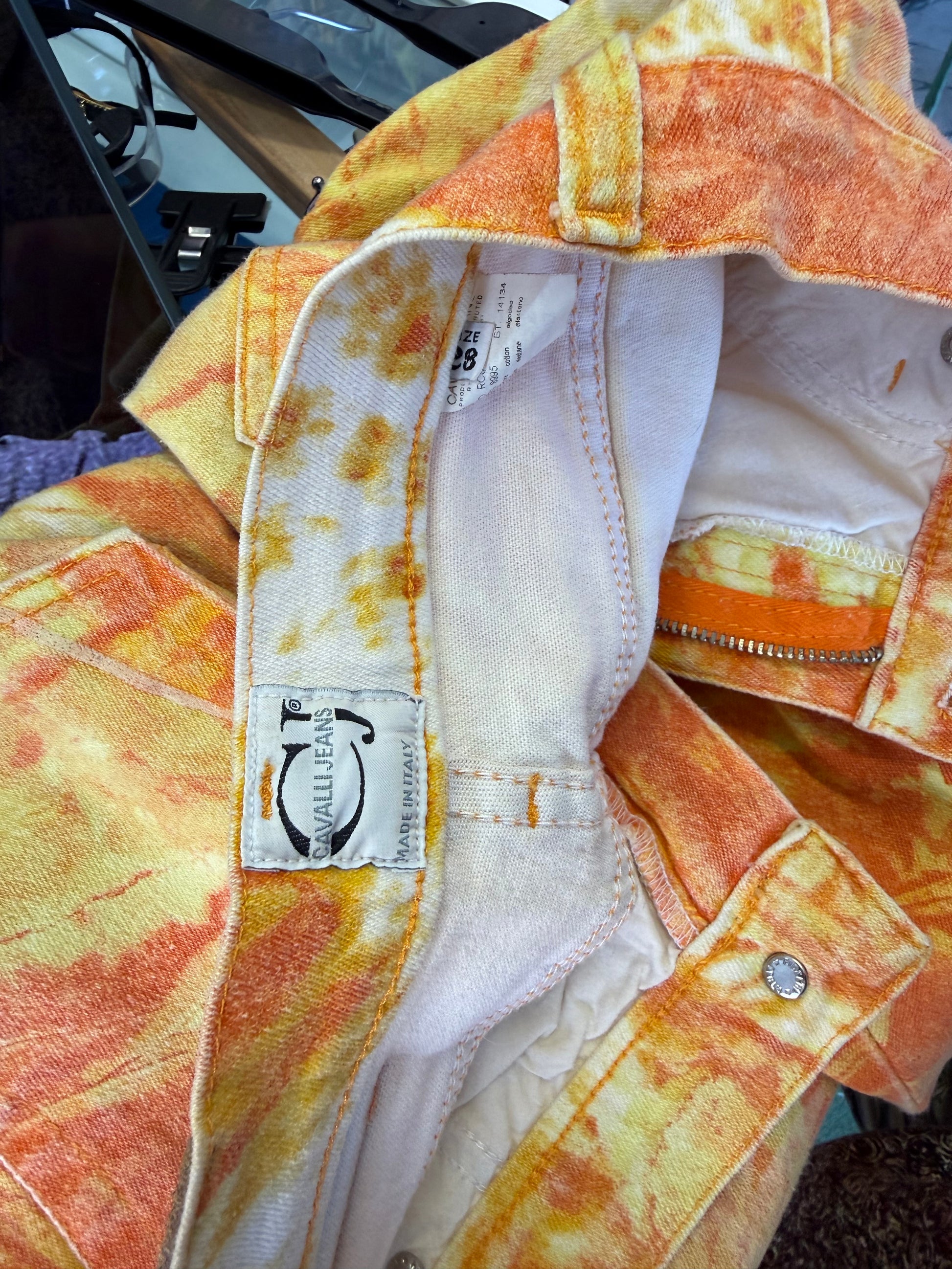 Jeans Roberto Cavalli  fiori arancioni 90s