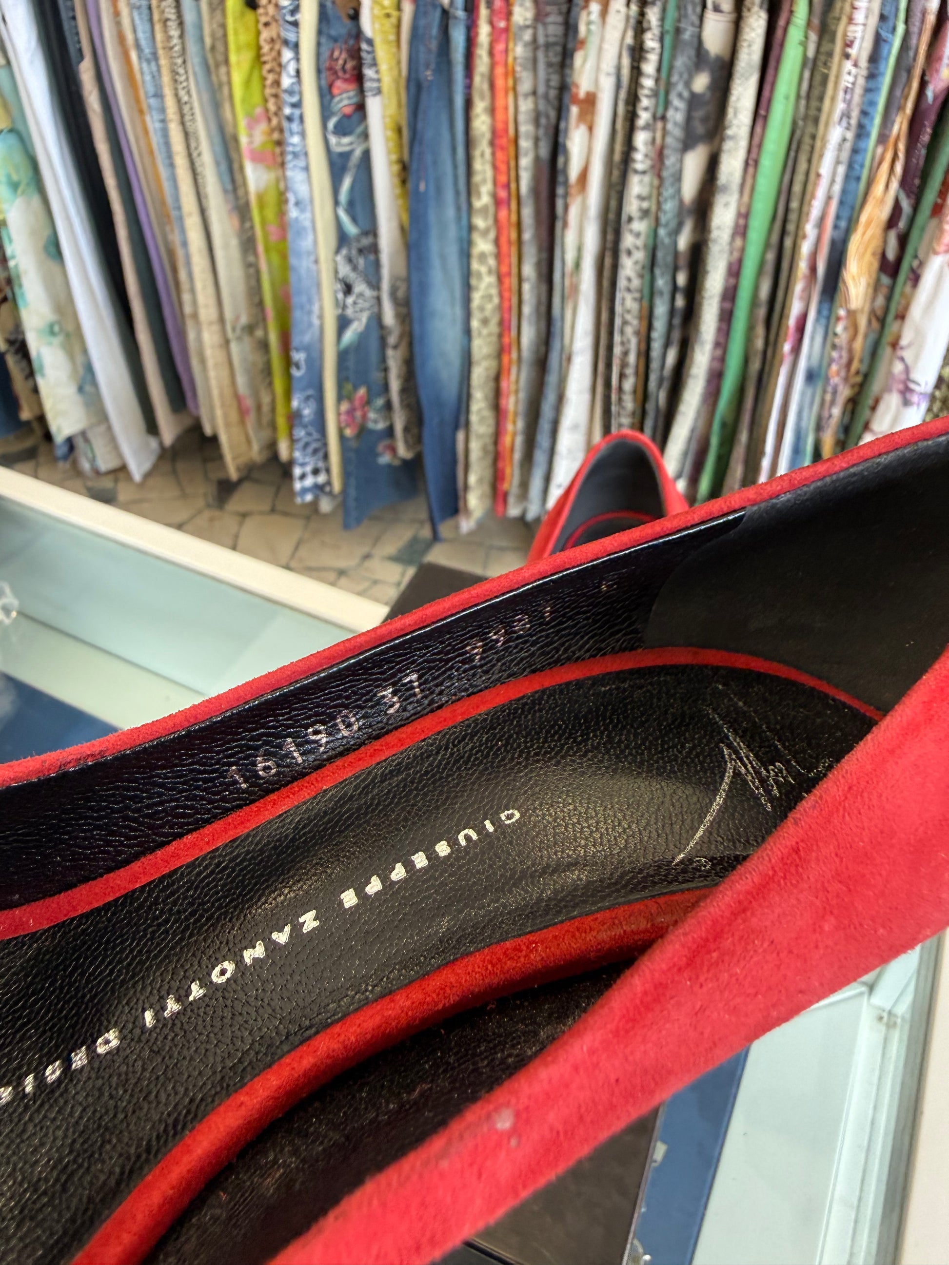 Tacchi Giuseppe Zanotti cristalli rosso 2010s
