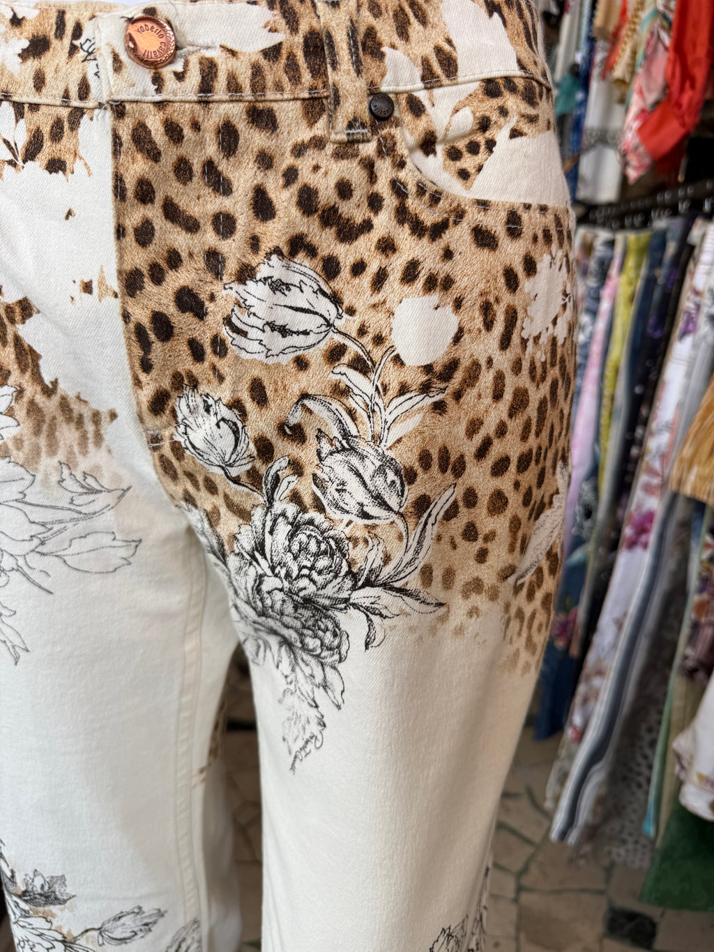 Jeans Roberto Cavalli SS2002 Leopardo e rose