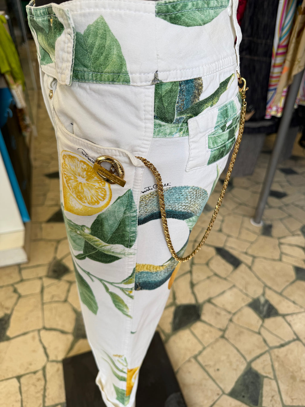 Pantaloni Roberto Cavalli SS2005 limoni e serpenti