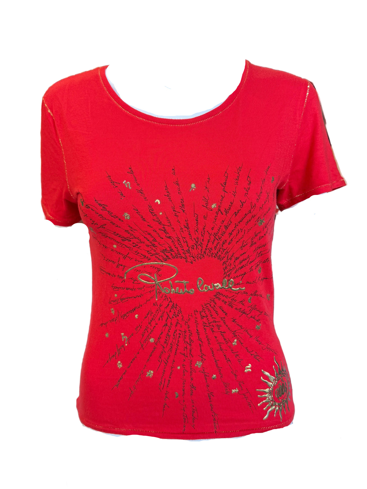 Top Roberto Cavalli 2004 rosso con dettagli oro
