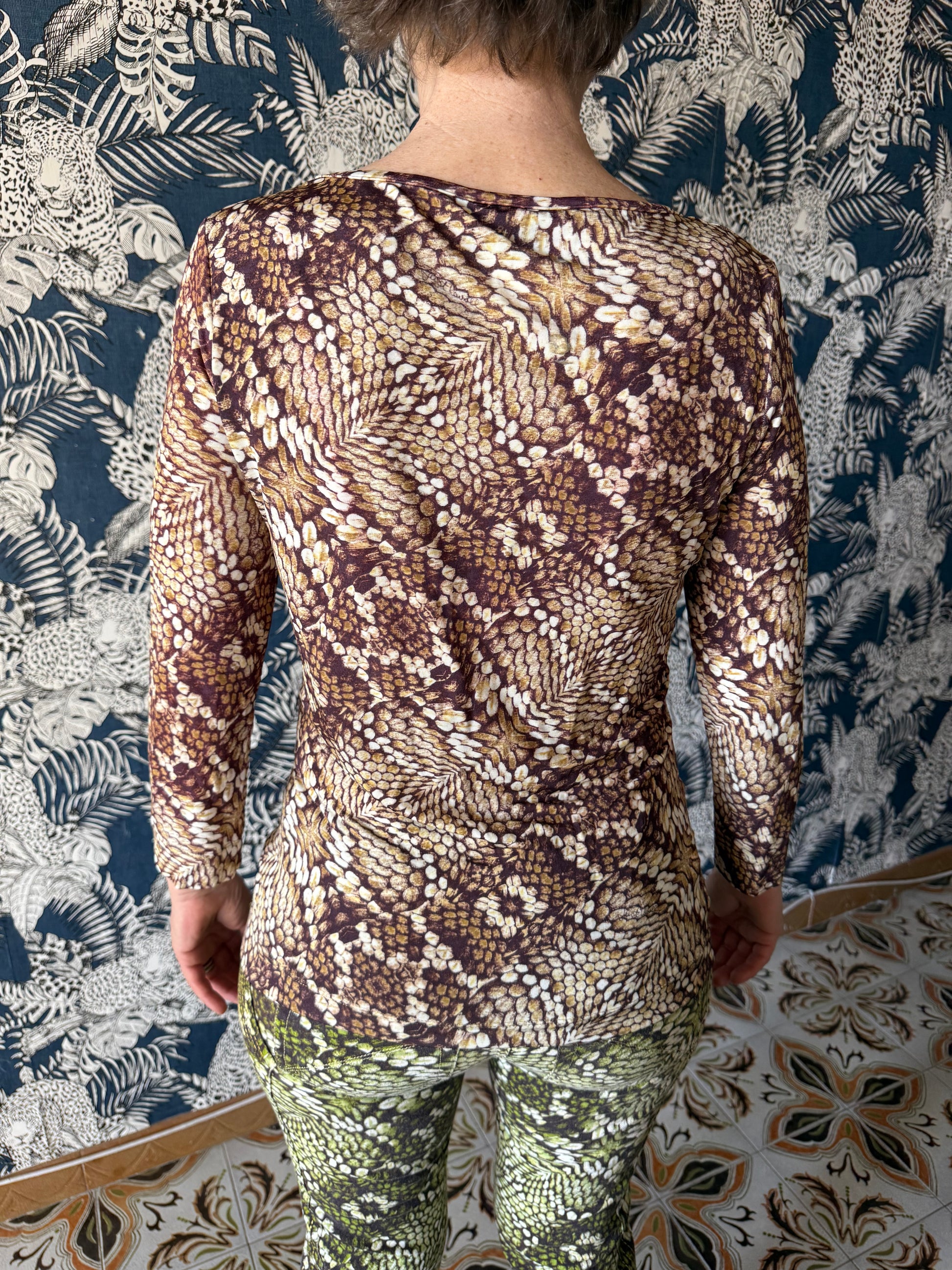 Top manica lunga pitone marrone Roberto Cavalli Just 2000”