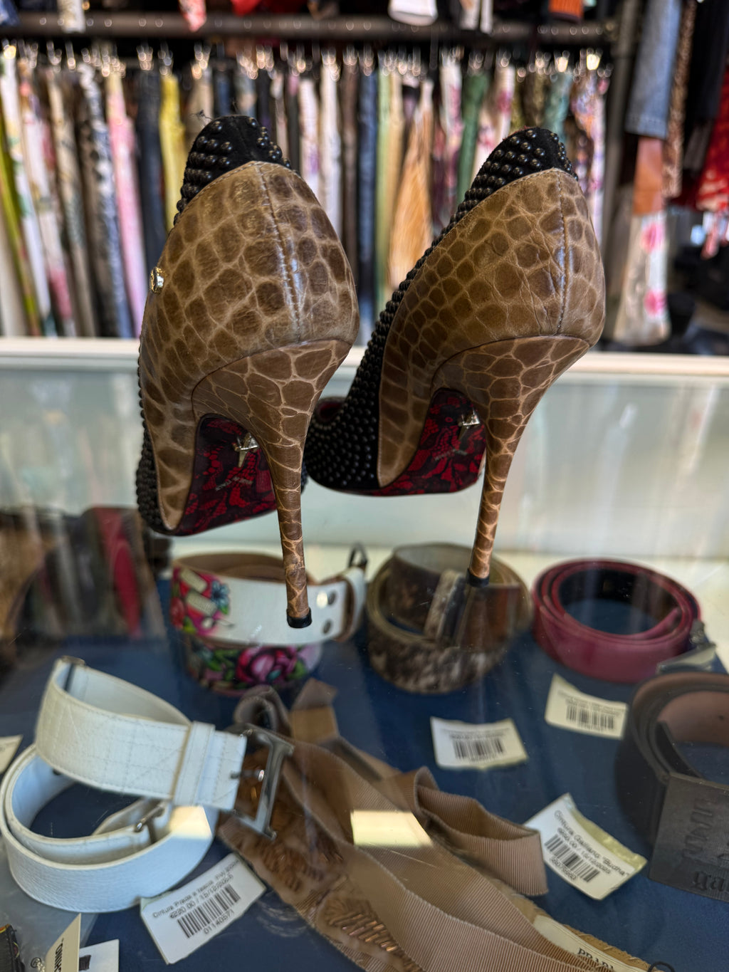 Décolleté Cesare Paciotti bicolore palline e croco