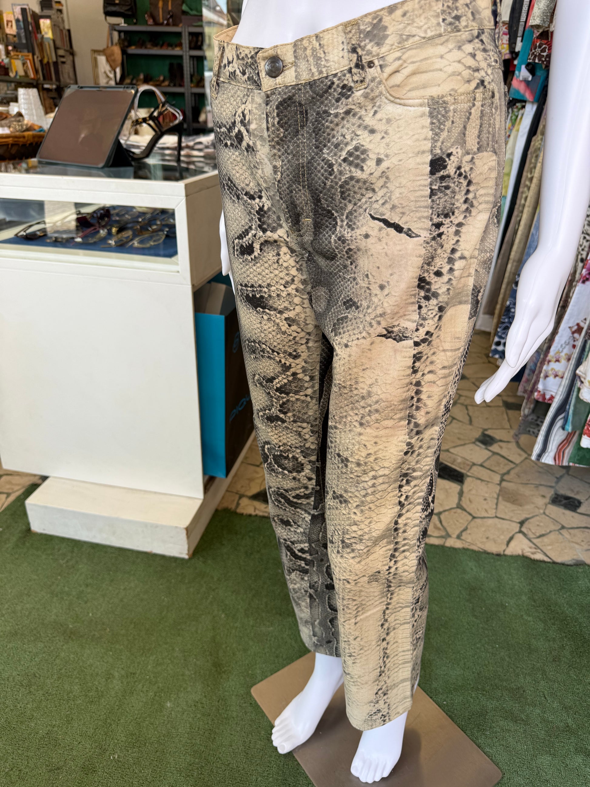 Jeans Roberto Cavalli pitone naturale 00s