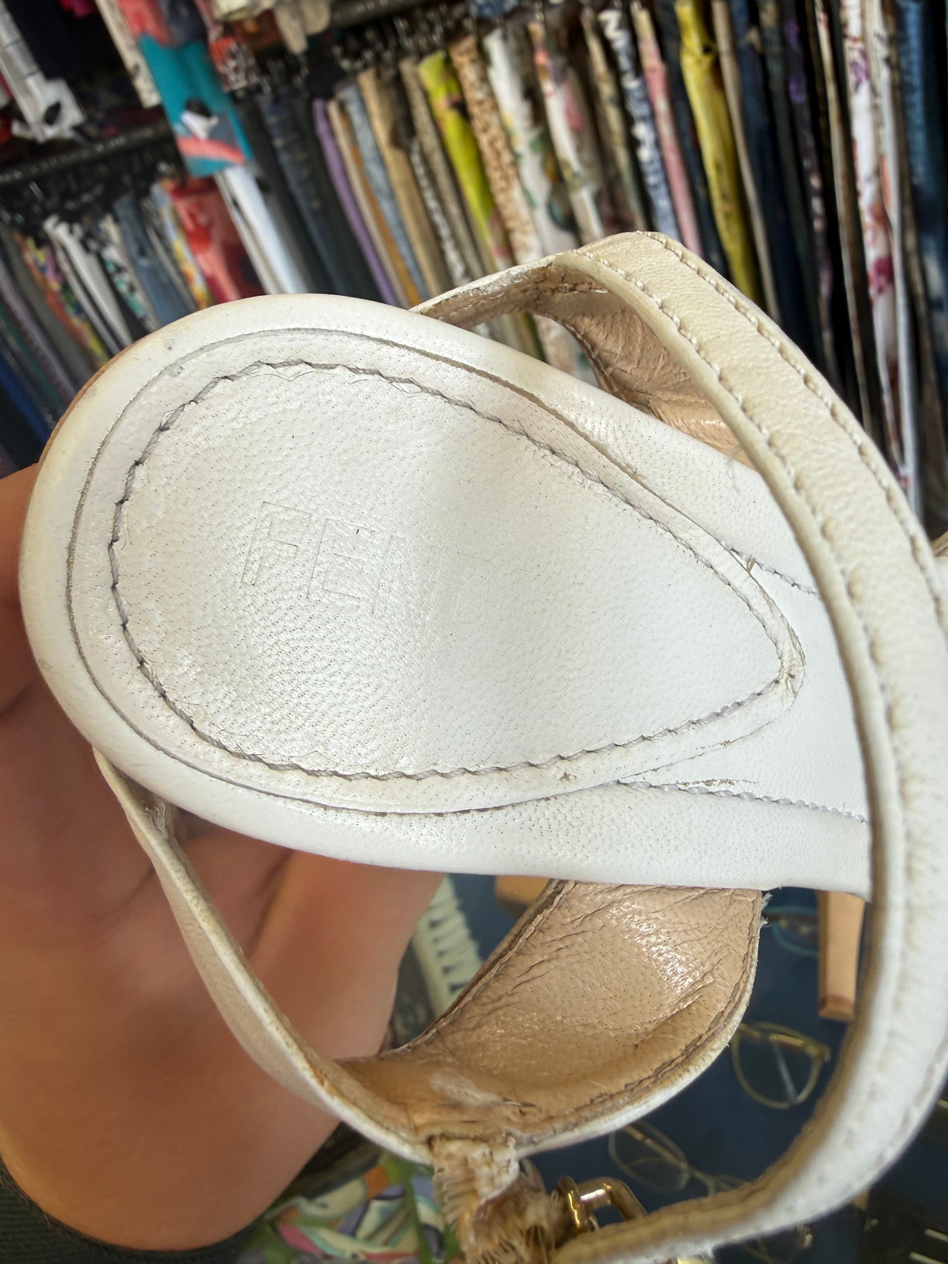Sandali Fendi legno e pelle 00s