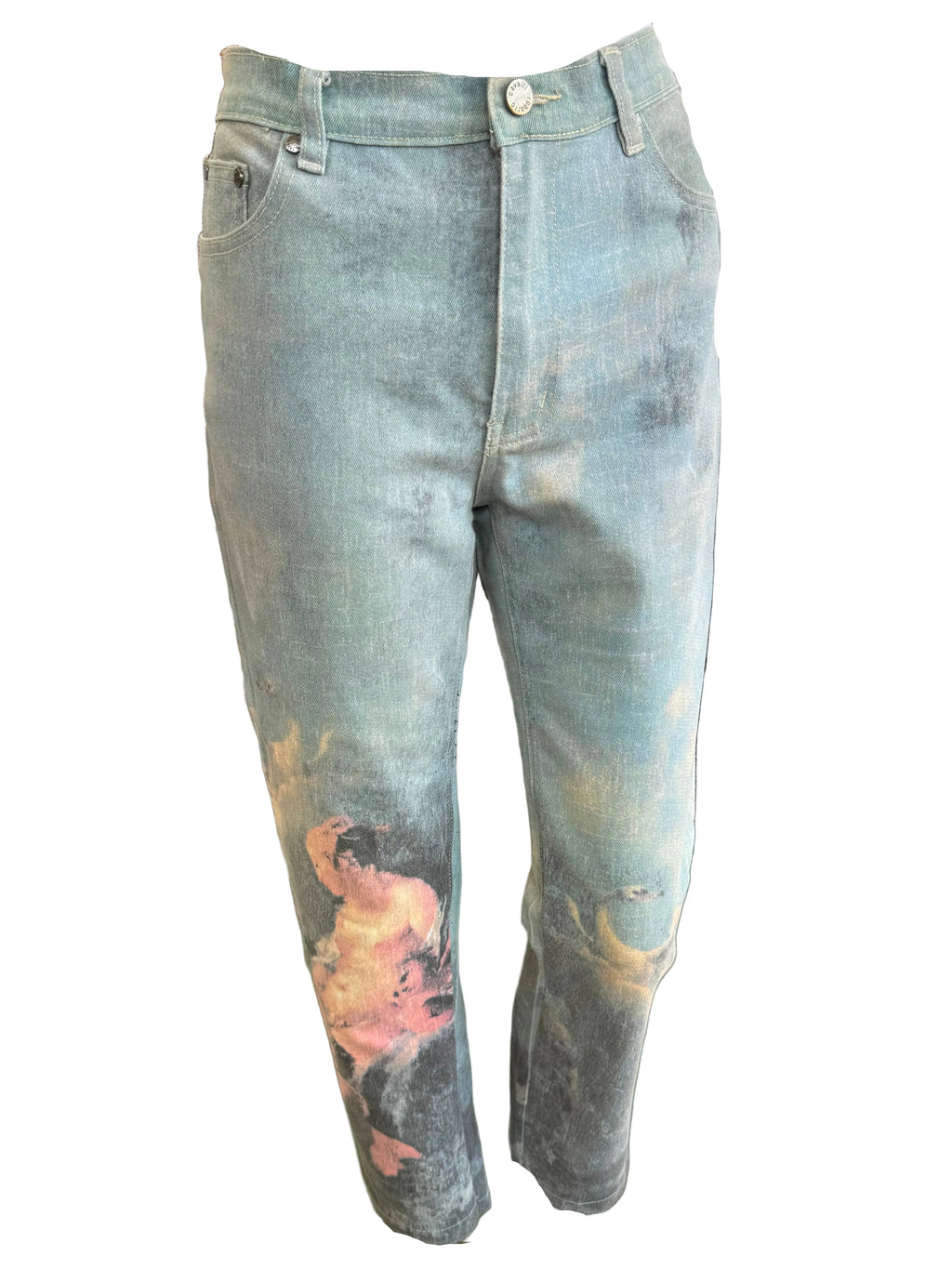 Jeans Roberto Cavalli rinascimentale quadro azzurro 90s