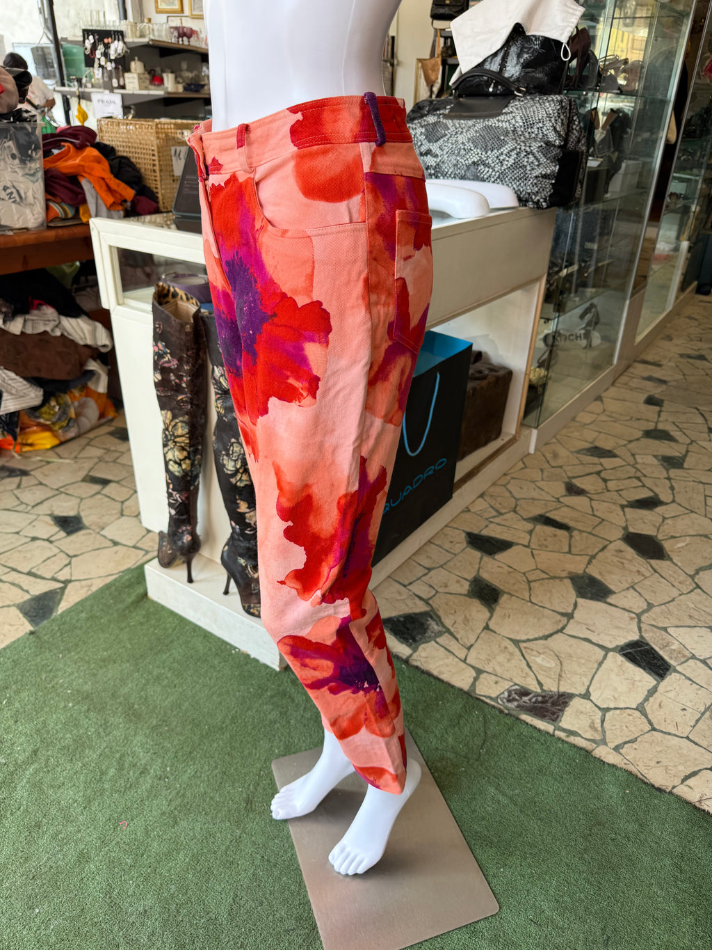 Jeans Celine SS2004 fiori di papavero