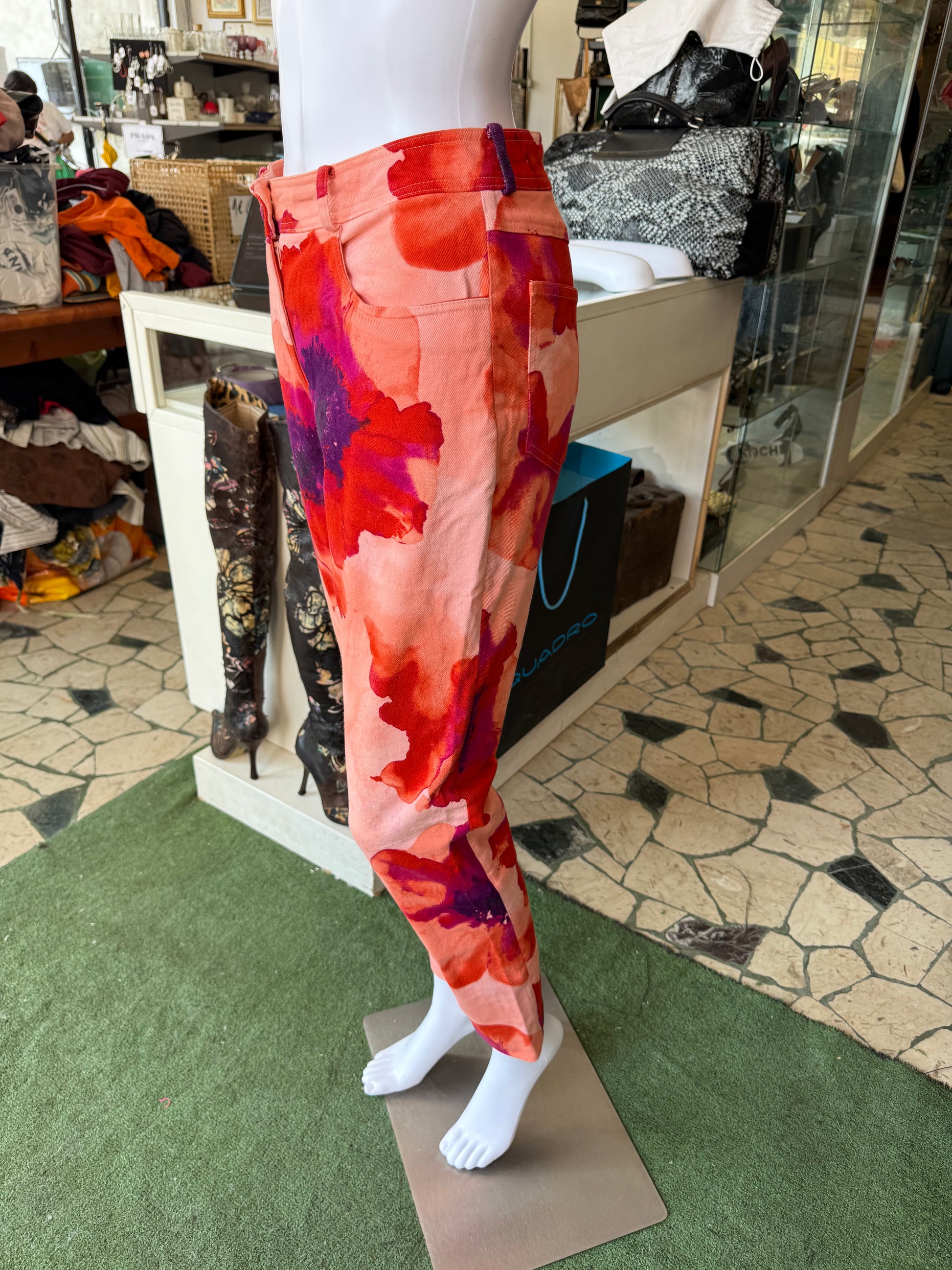Jeans Celine SS2004 fiori di papavero