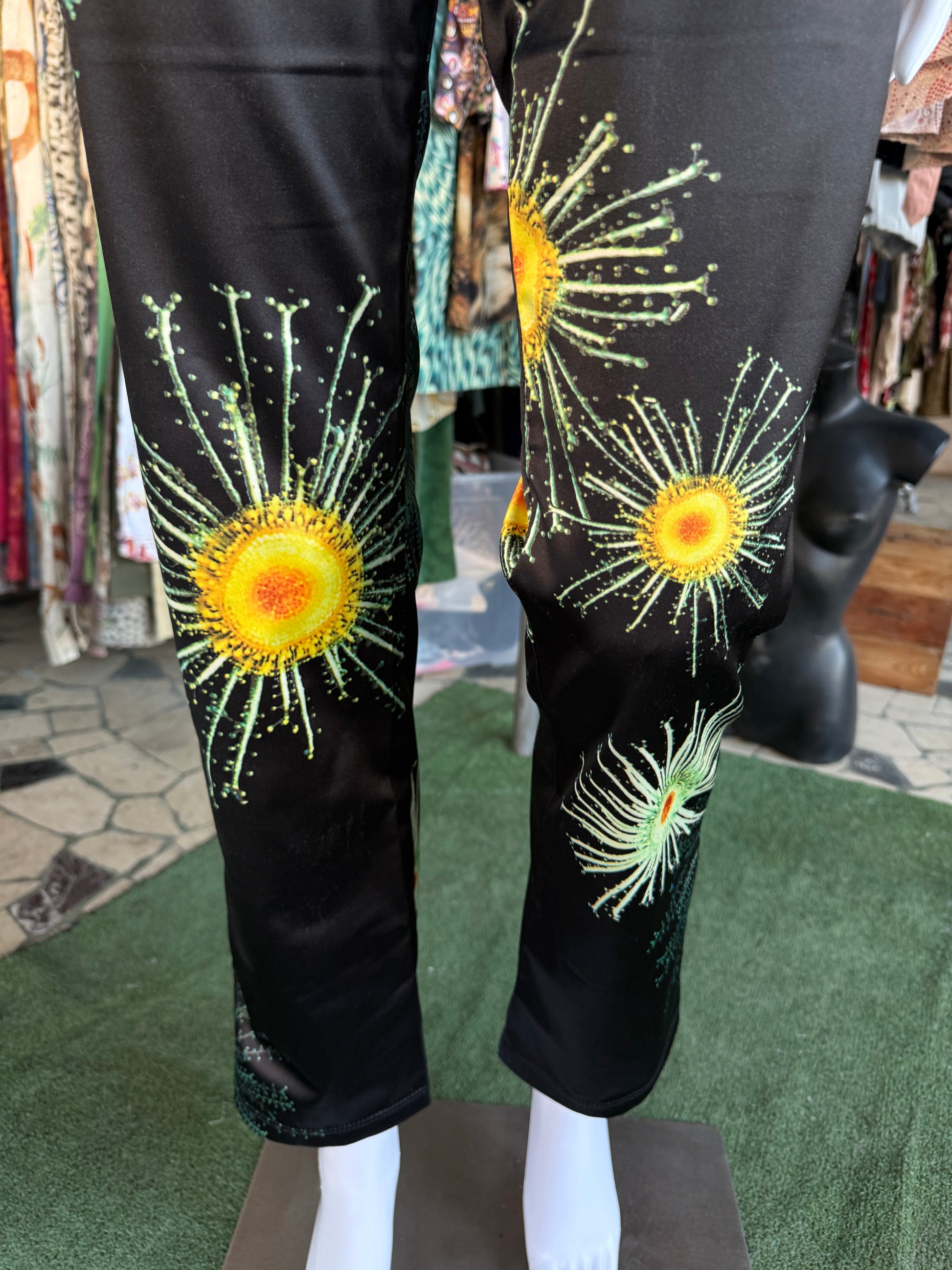 Pantaloni Moschino fiori a microscopio 90s