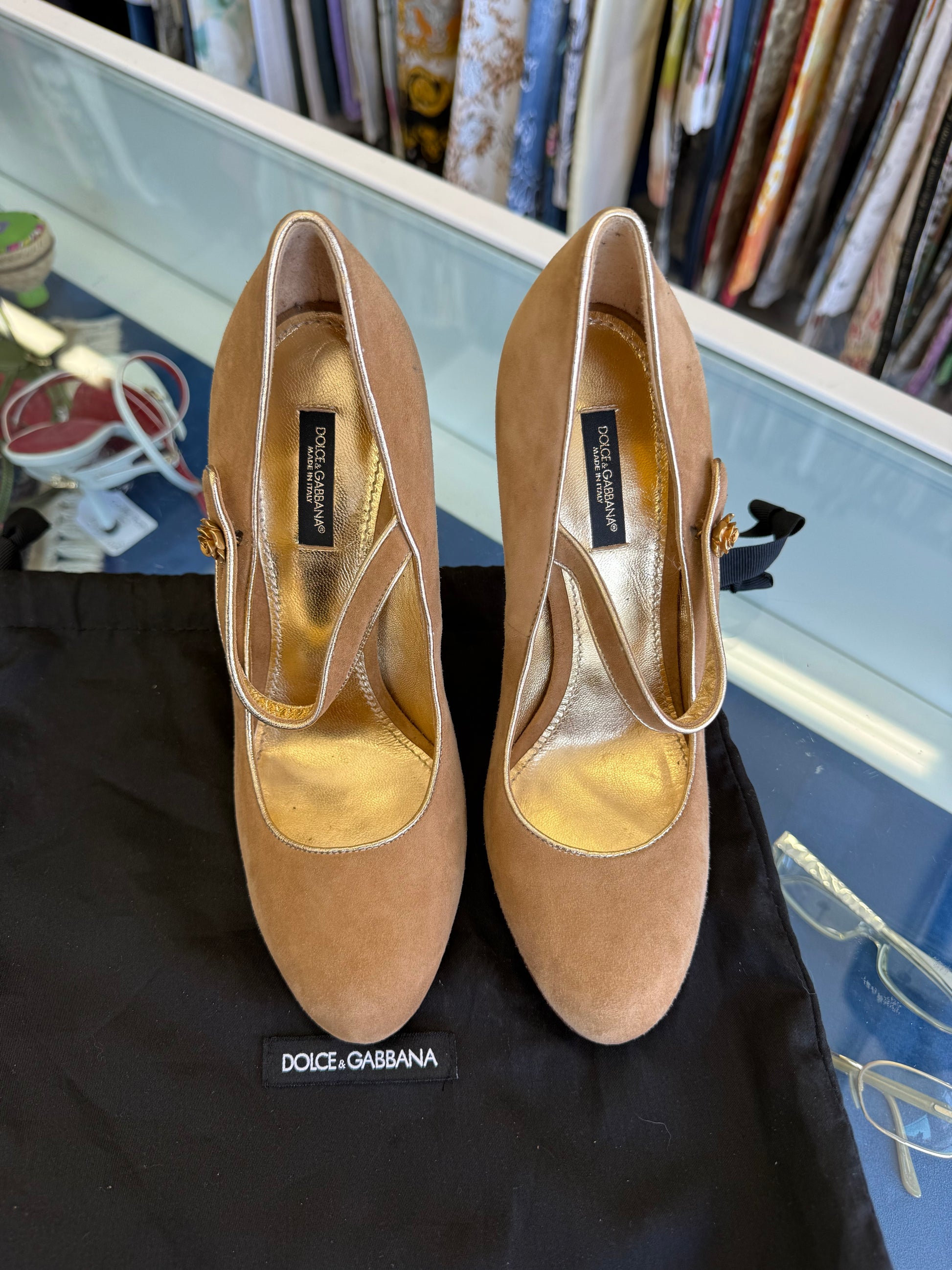 Décolleté Dolce & Gabbana camoscio beige 2010s nuove