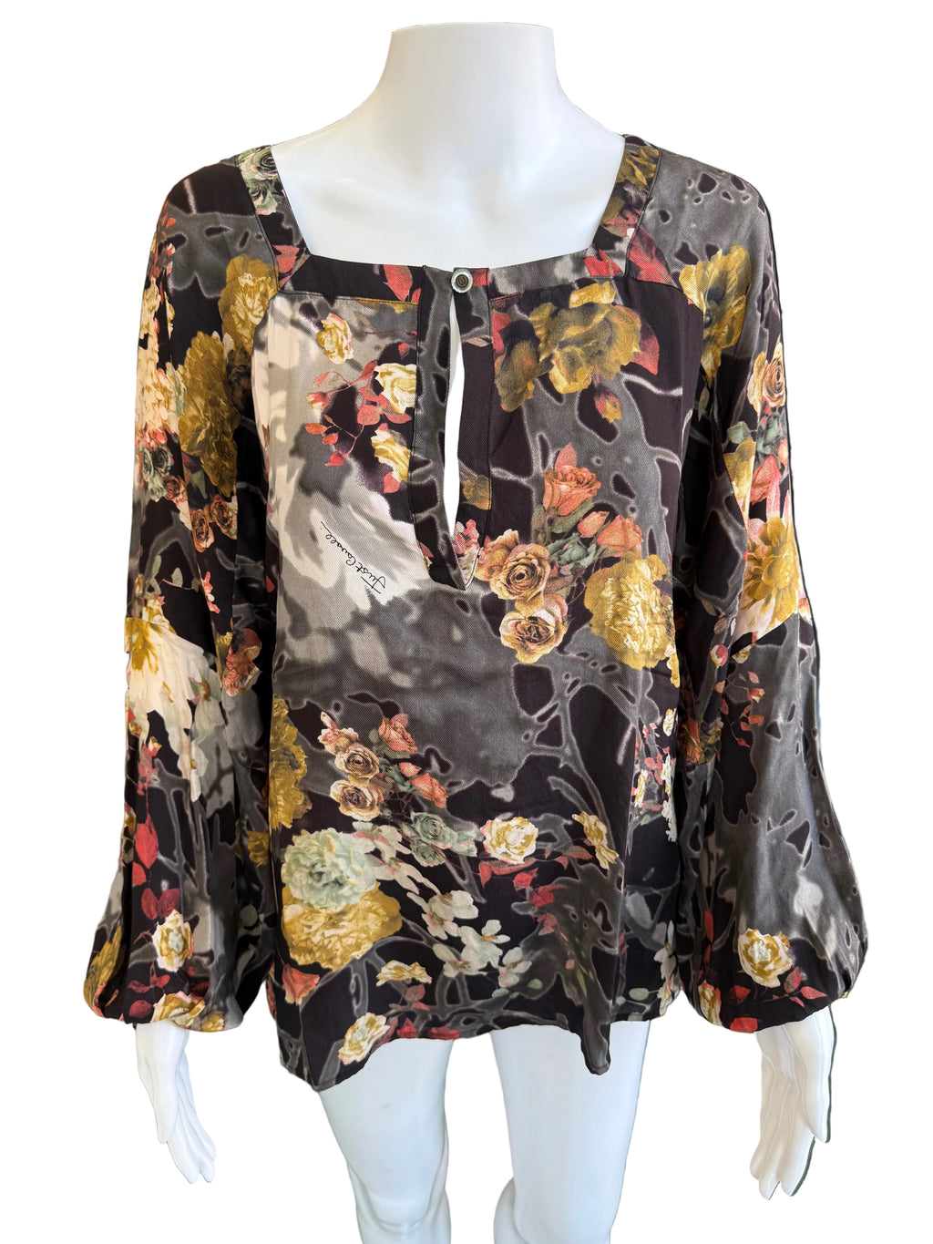Blusa Roberto Cavalli seta fiori 00s