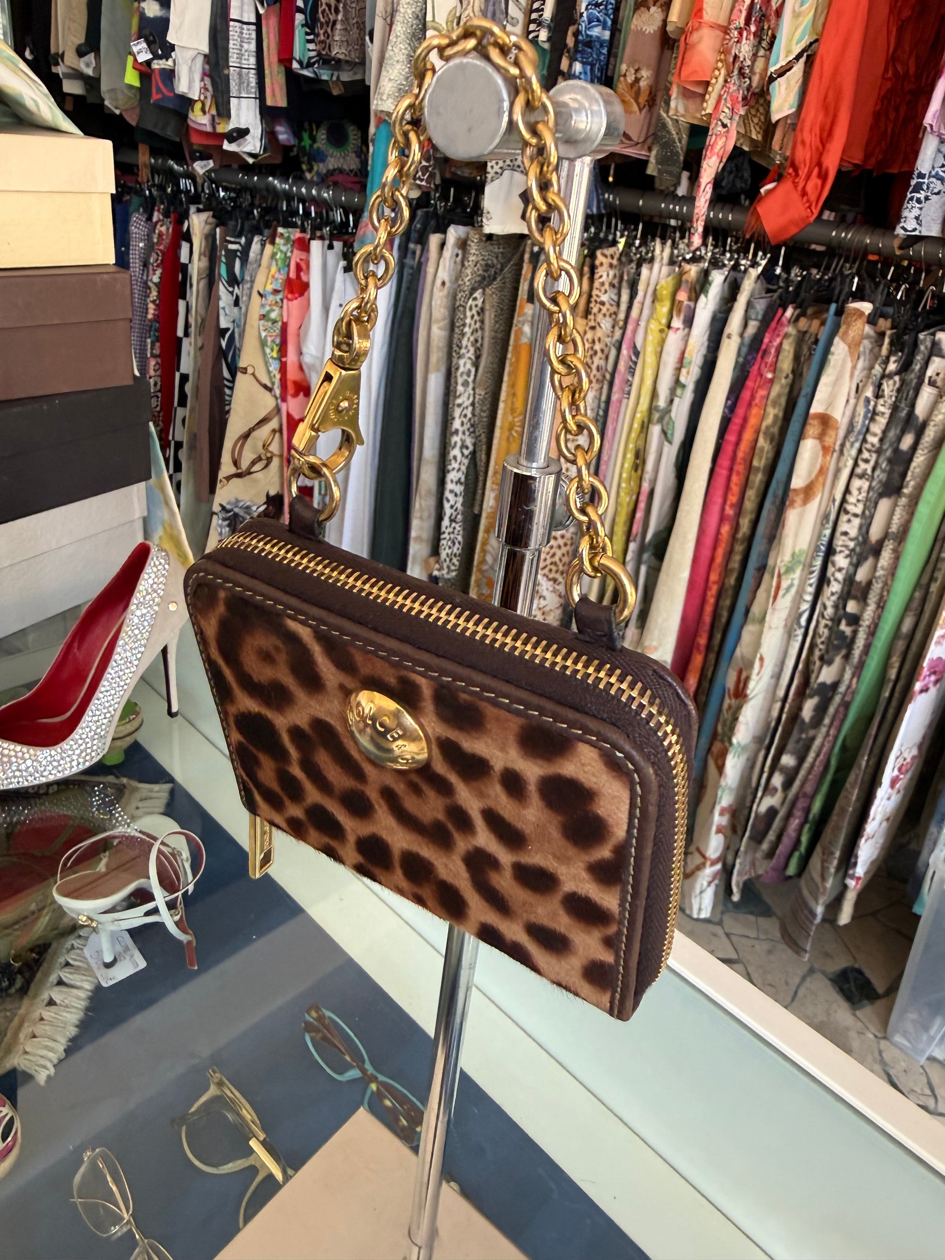 Micro pochette Dolce & Gabbana cavallino leopardato 00s