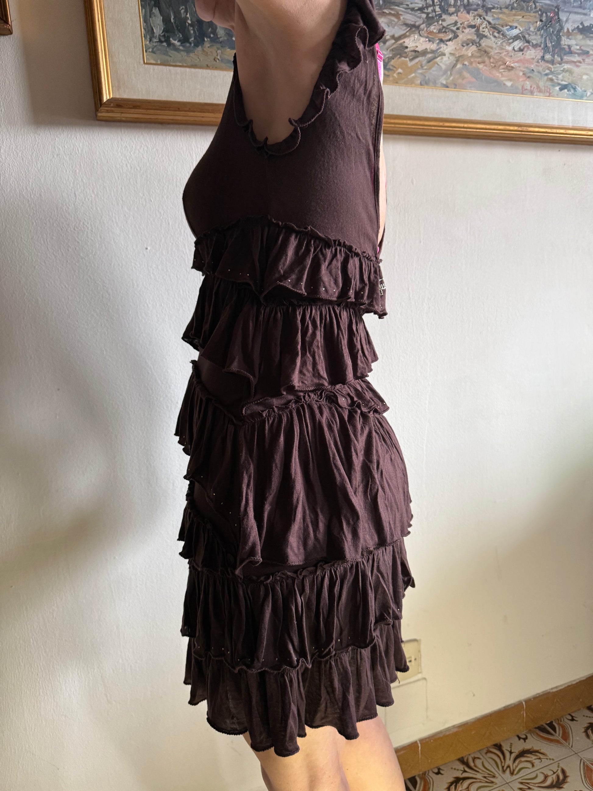Abito Roberto Cavalli marrone ed oro Just 2000”