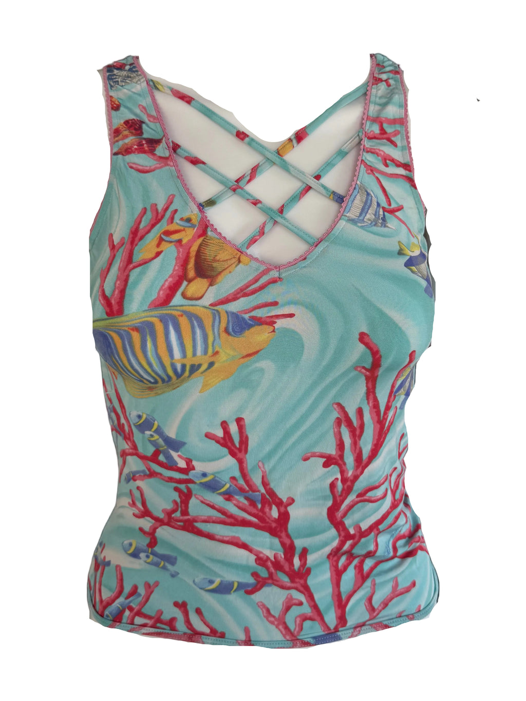 Top Blumarine stampa pesci e coralli 00s