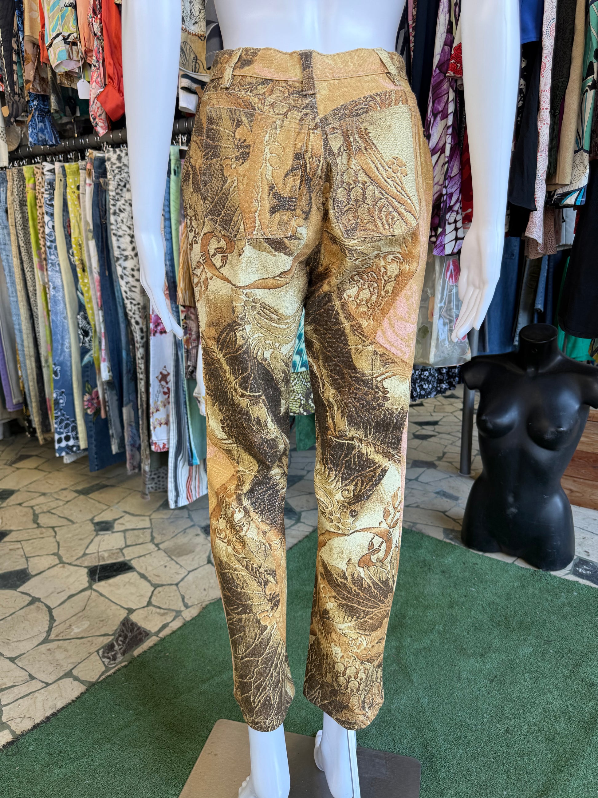 Jeans Roberto Cavalli FW2001 gold leaf