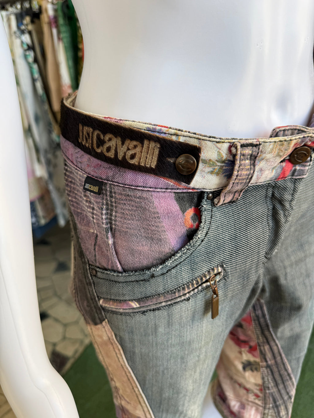 Jeans patchwork Roberto Cavalli Capri 2000s