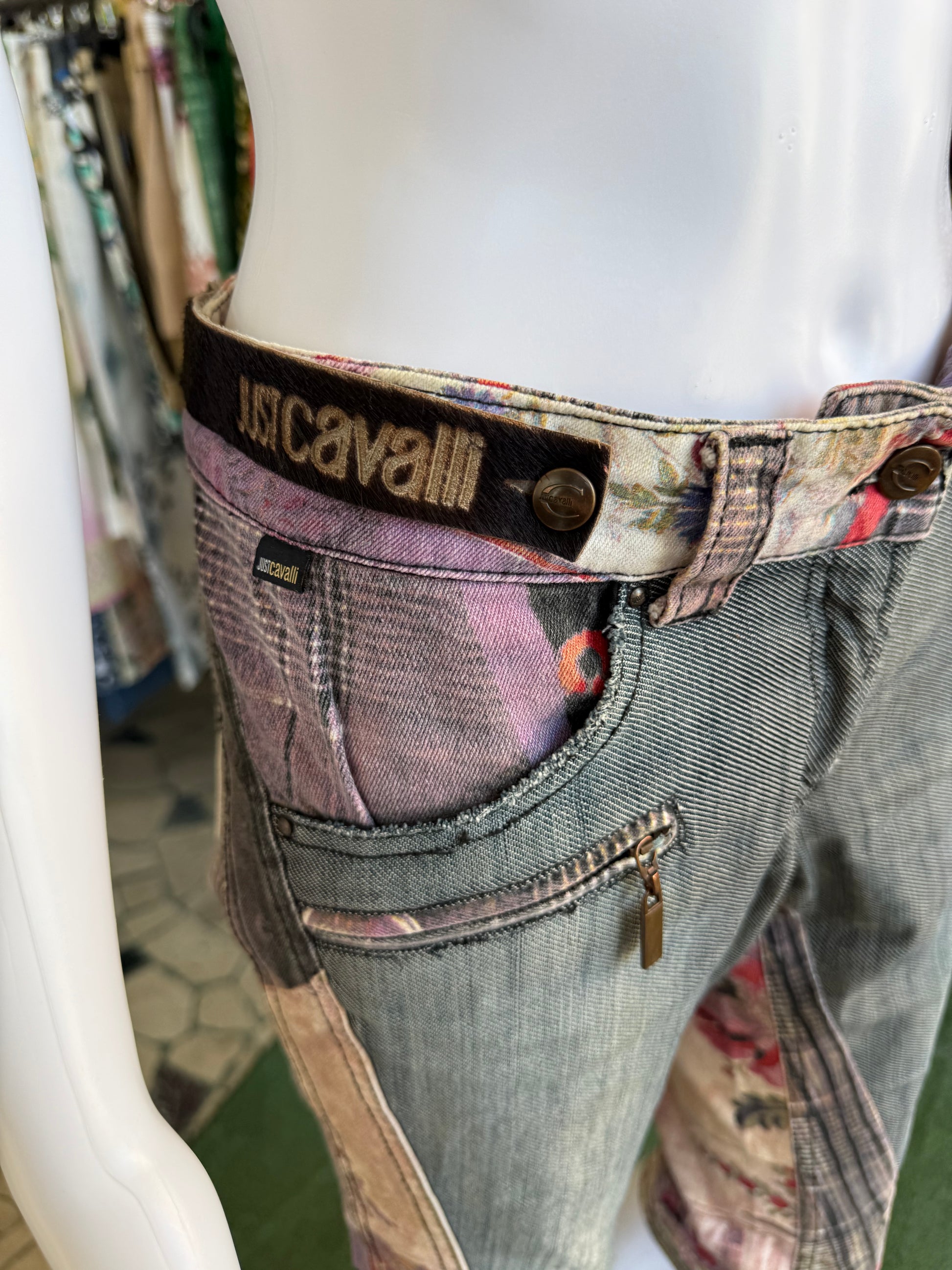 Jeans patchwork Roberto Cavalli Capri 2000s