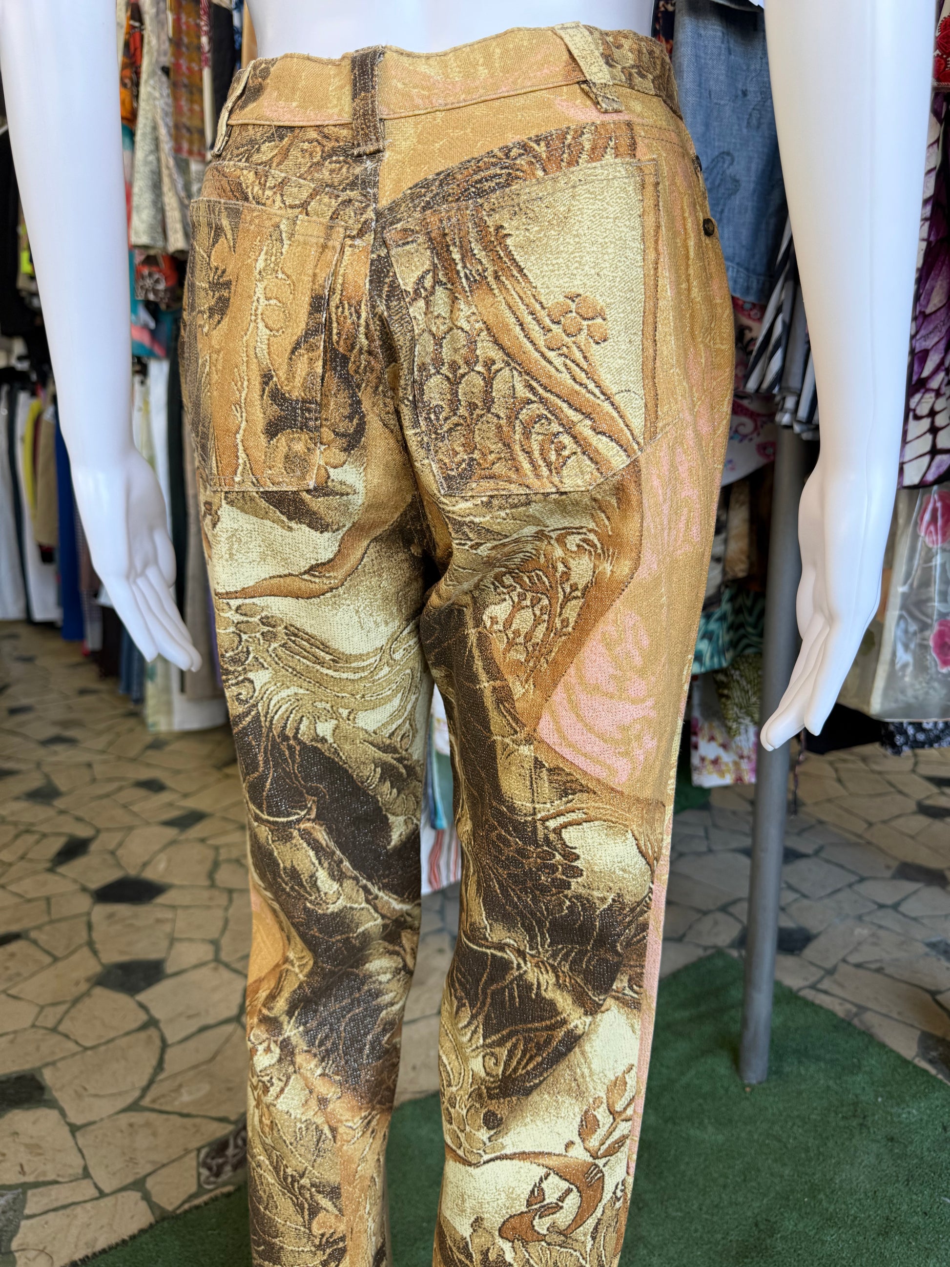 Jeans Roberto Cavalli FW2001 gold leaf