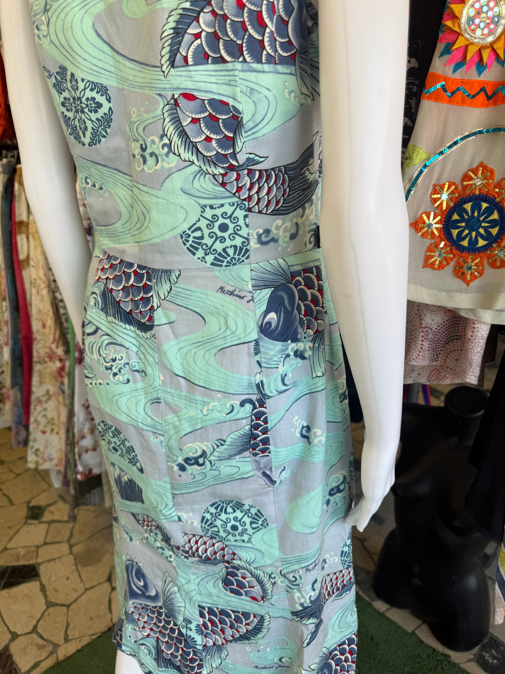 Abito Moschino carpe koi giapponesi 90s