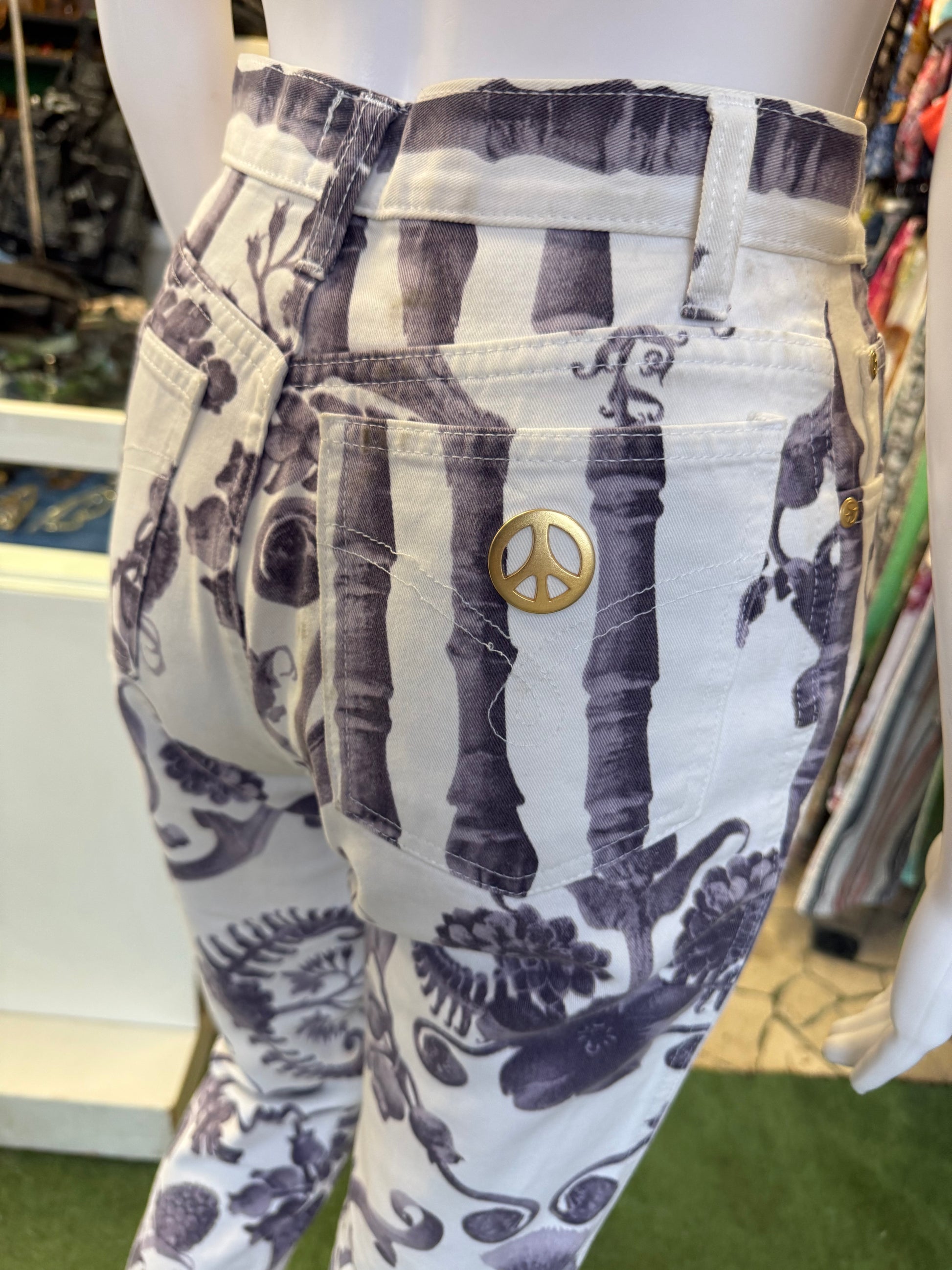 Jeans Moschino fiori e bambù 90s