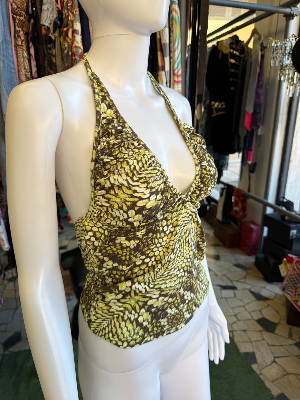 Top Roberto Cavalli pitone verde 00s