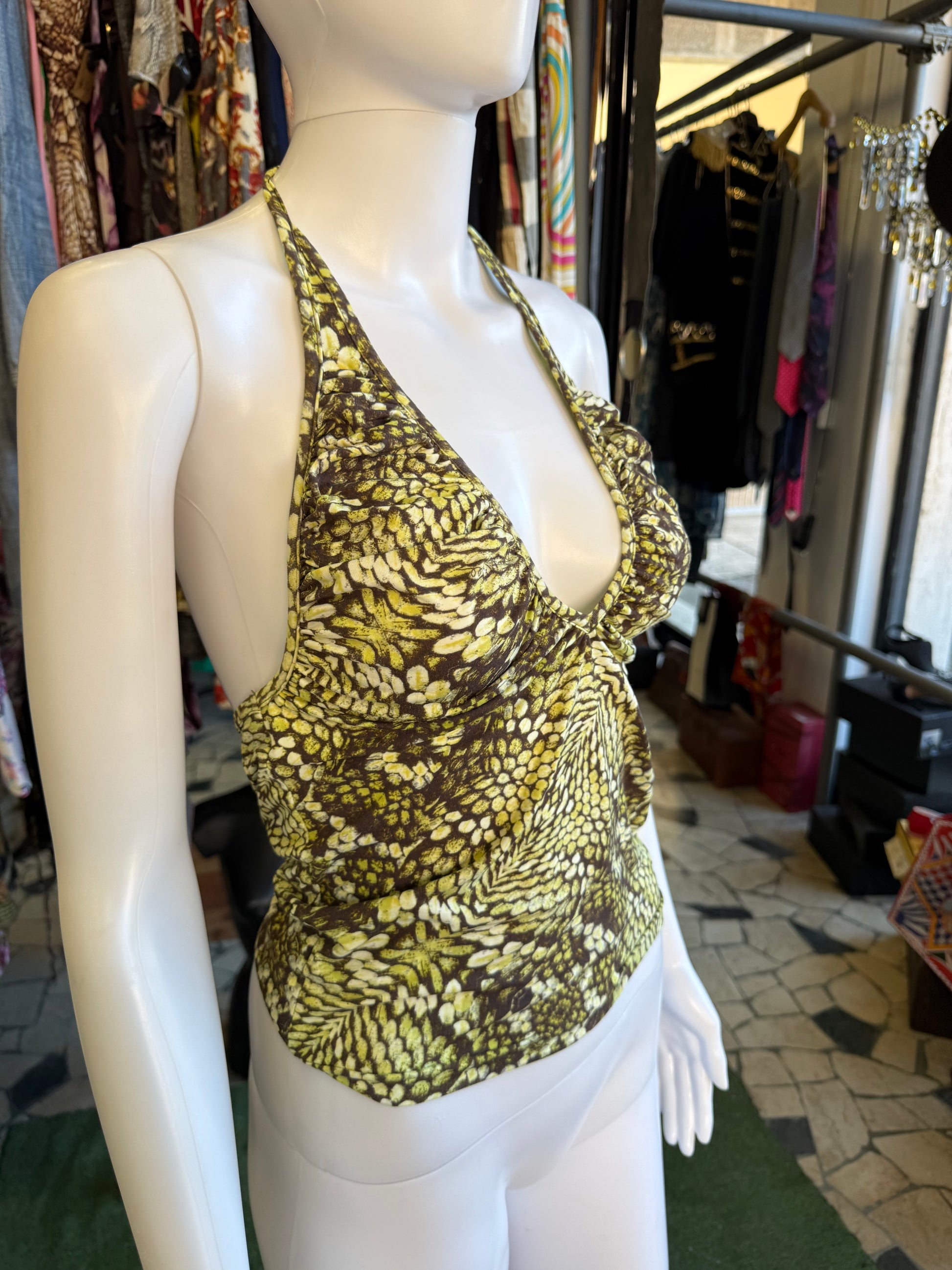 Top Roberto Cavalli pitone verde 00s
