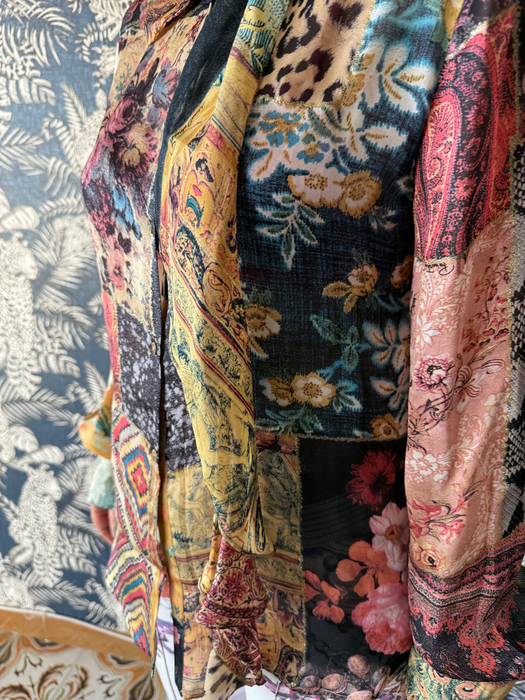 Camicia Roberto Cavalli SS2002 patchwork seta nuova