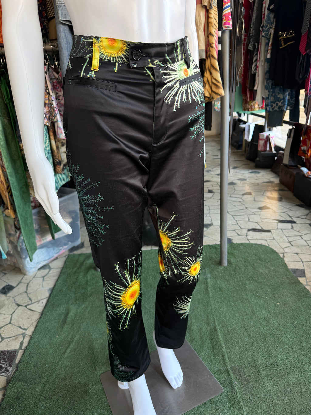 Pantaloni Moschino fiori a microscopio 90s