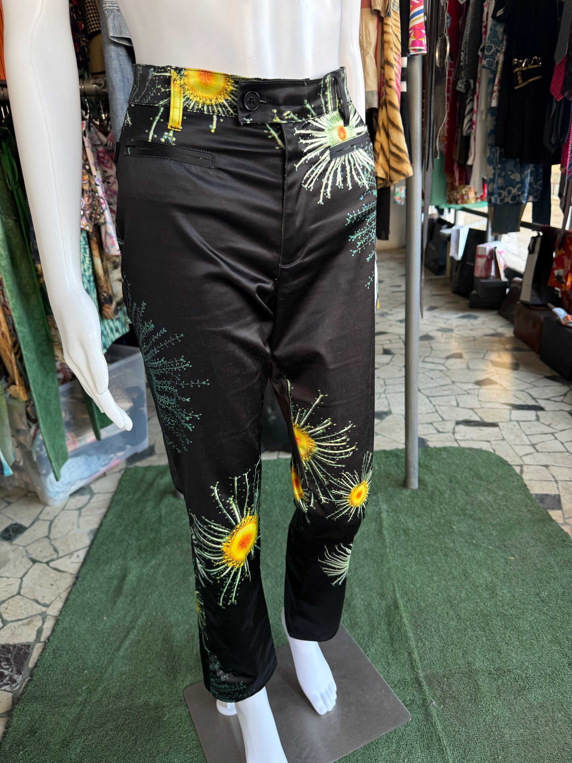 Pantaloni Moschino fiori a microscopio 90s