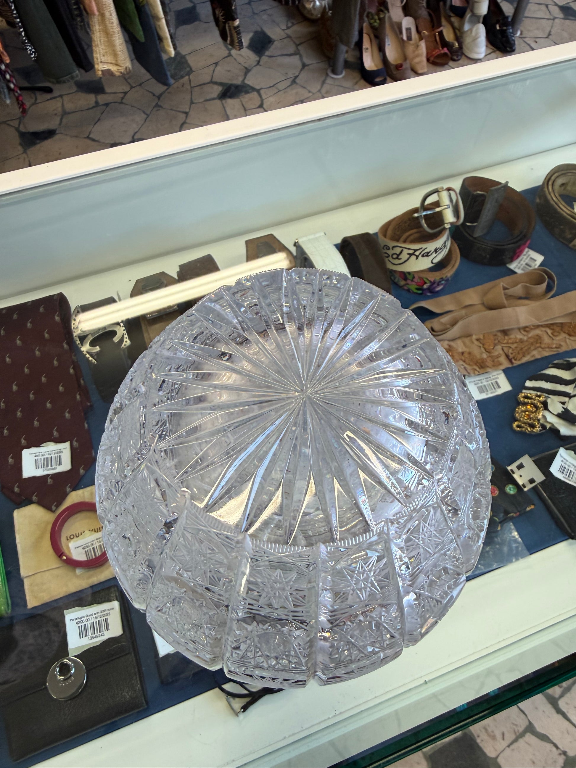 Vaso cristallo con intarsi e lavorazioni