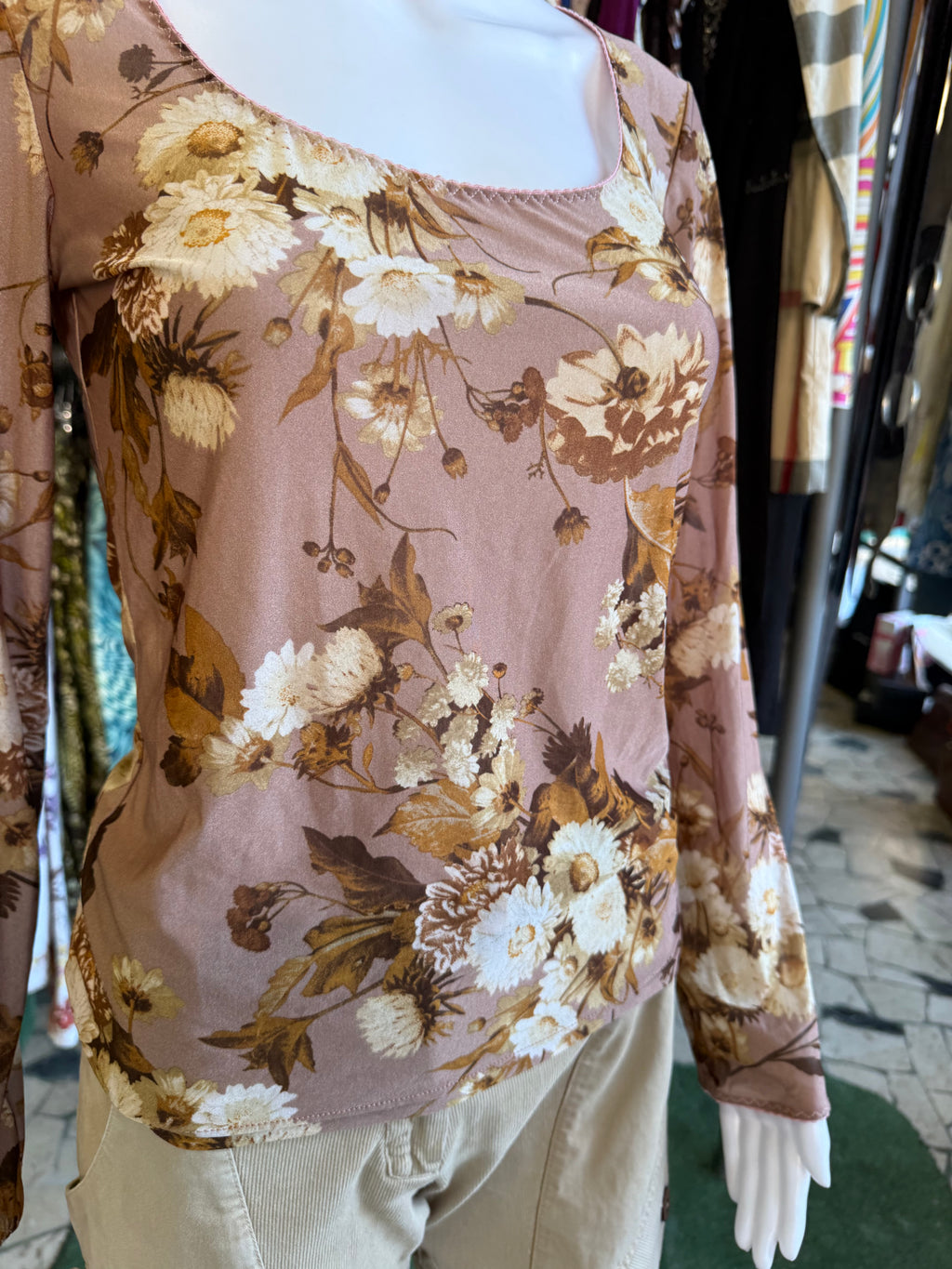 Top Roberto Cavalli manica lunga floreale 00s