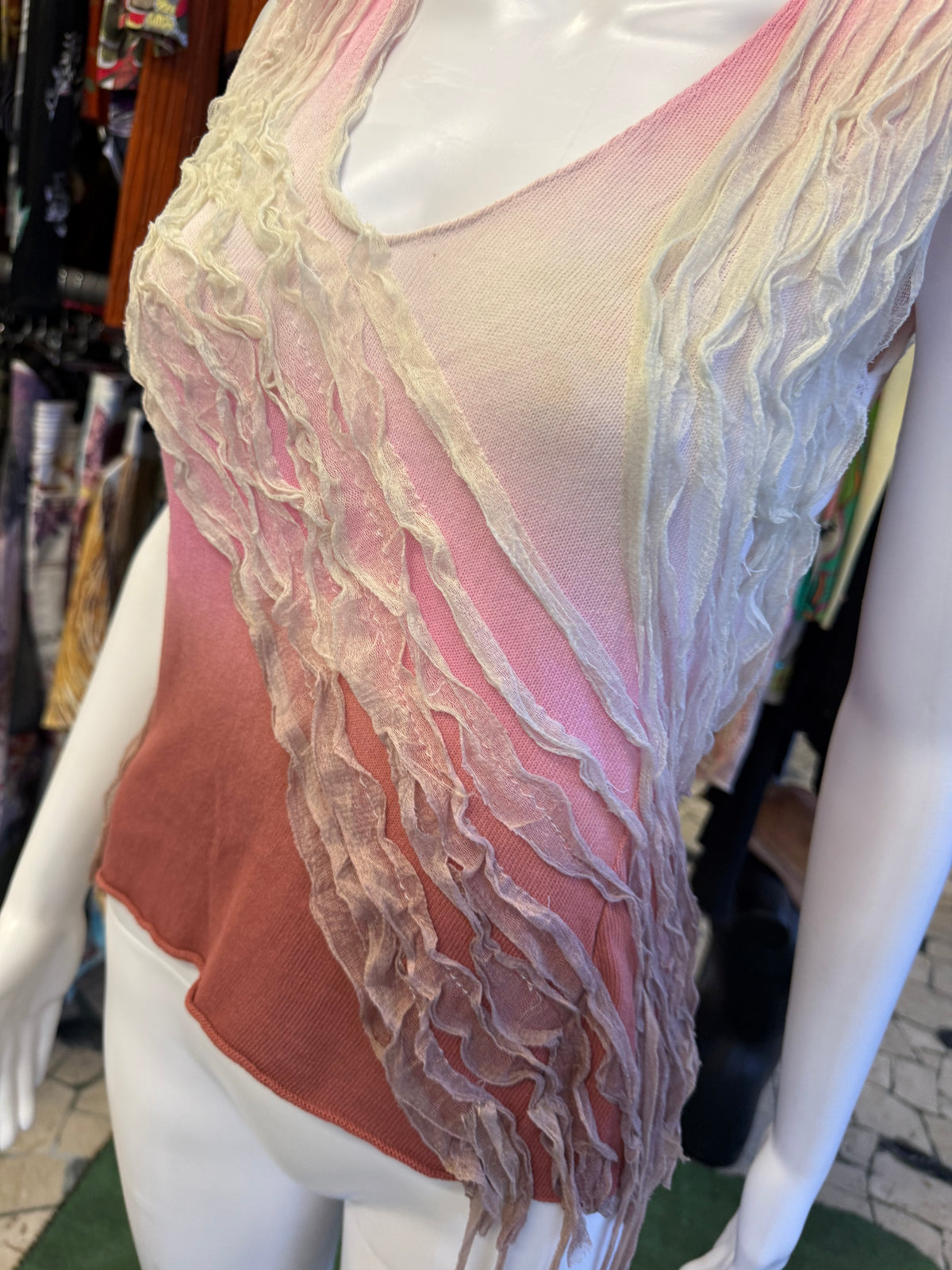 Top Roberto Cavalli FW2001 decostruito in seta
