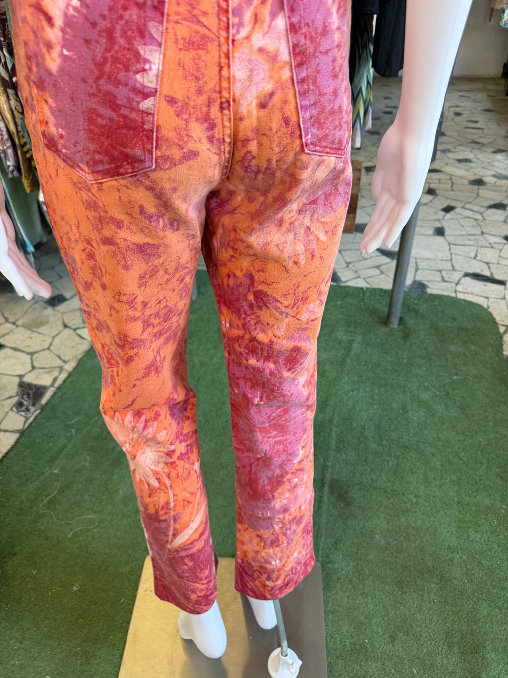 Jeans Roberto Cavalli fiori rossi 90s