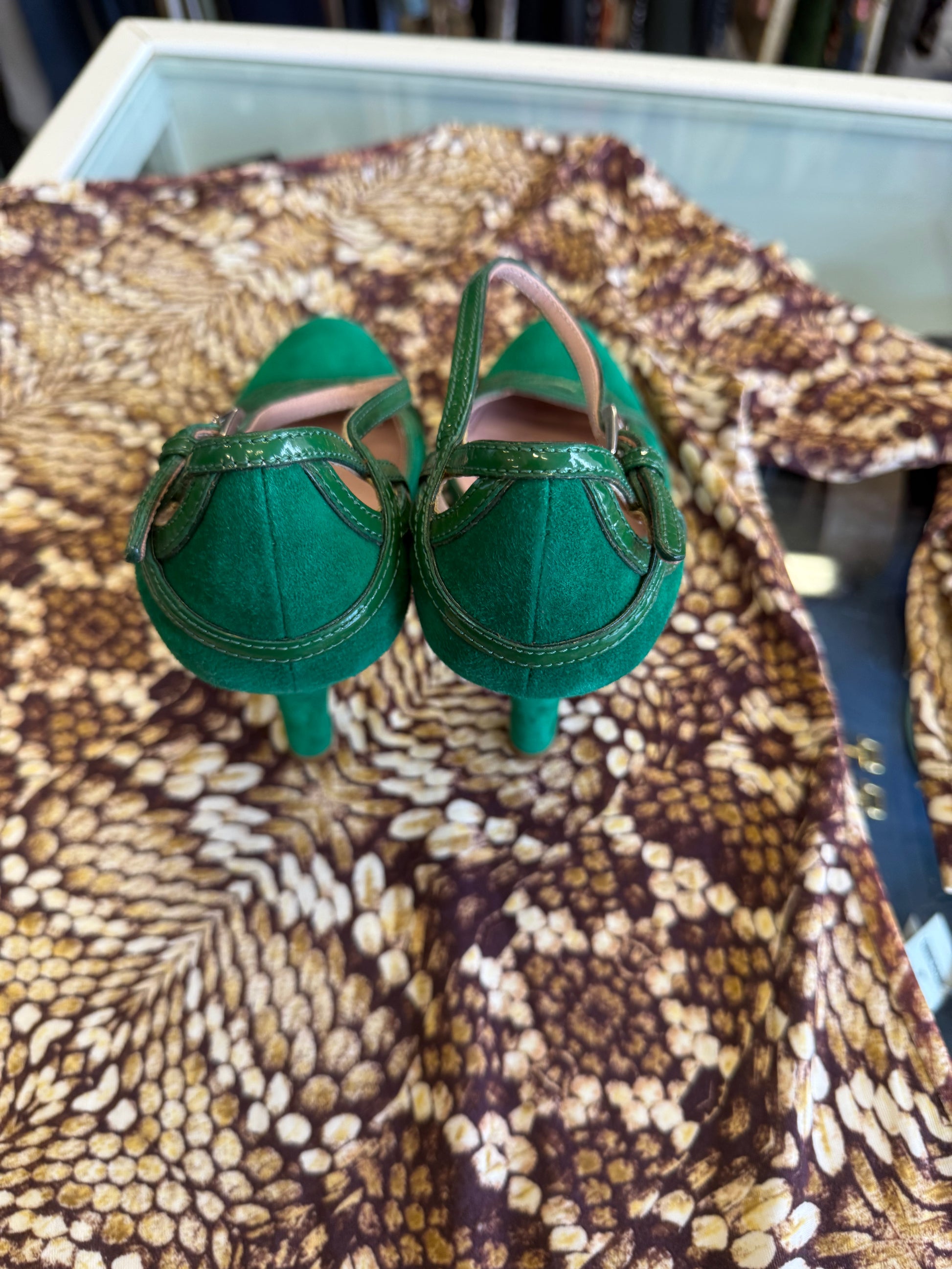 Sandali con tacco Prada anni 2000 verde erba