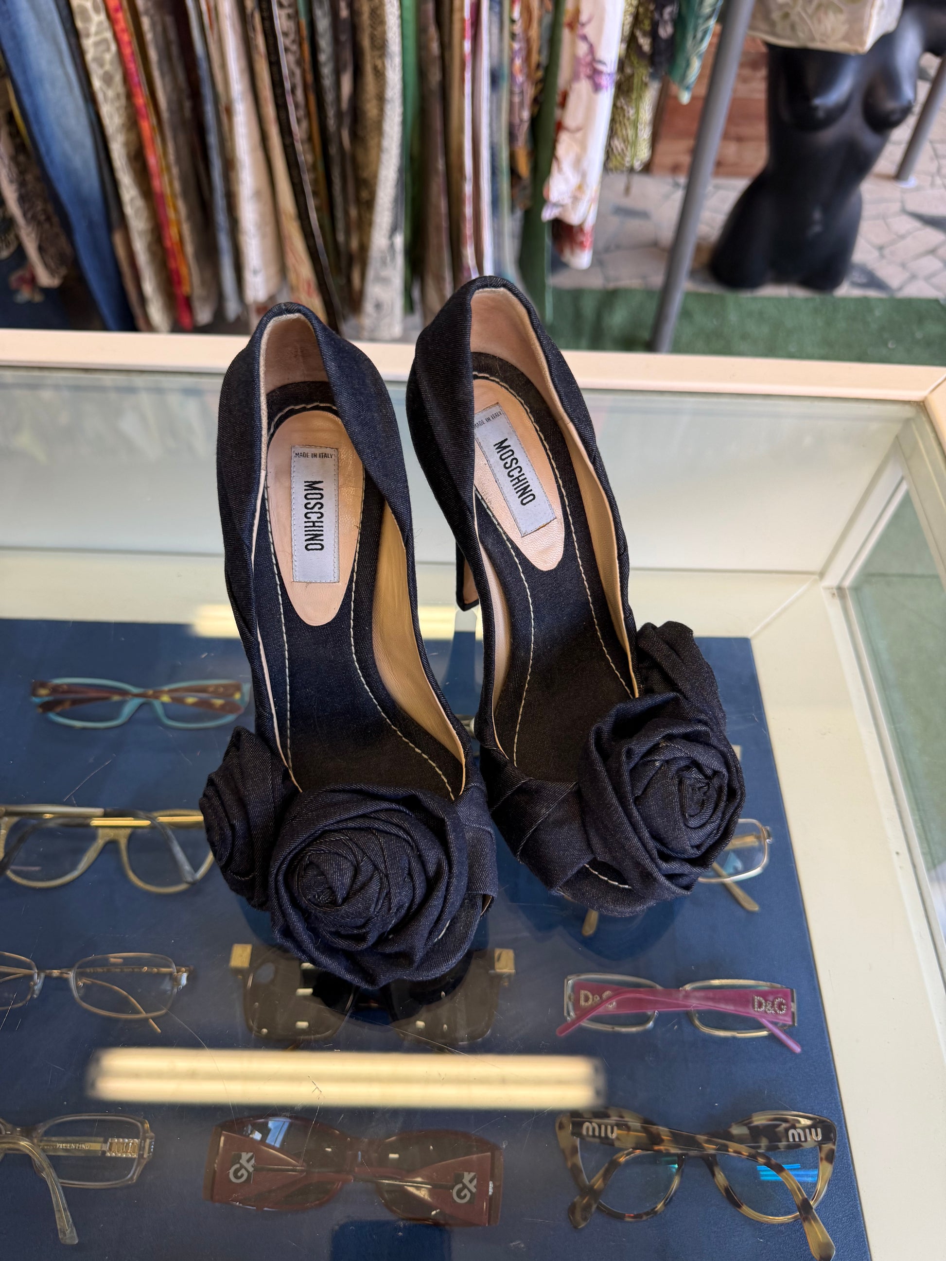 Décolleté Moschino in denim rose 00s