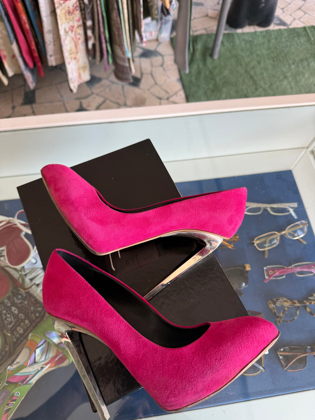 Décolleté Giuseppe Zanotti fucsia tacco acciaio