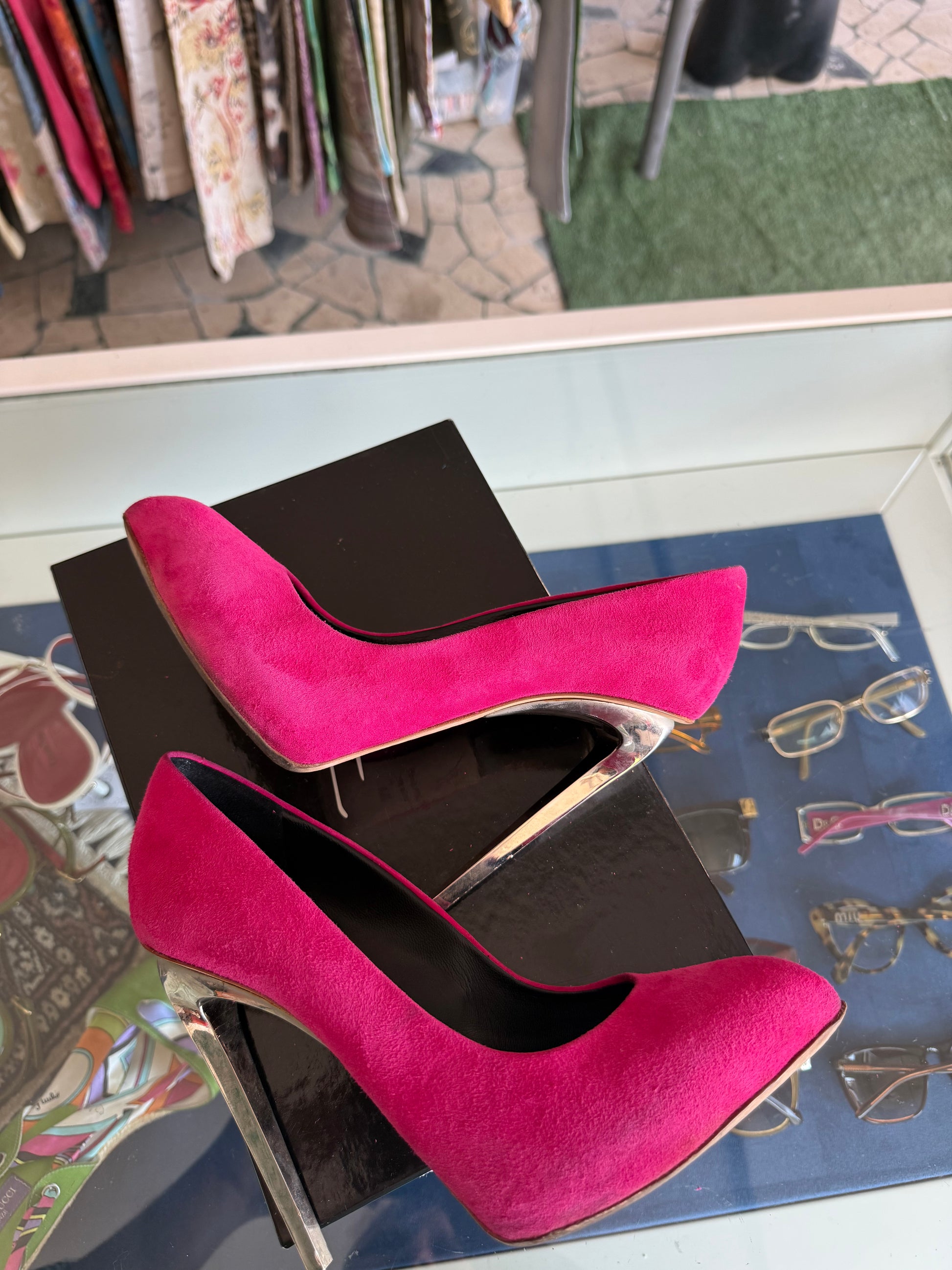 Décolleté Giuseppe Zanotti fucsia tacco acciaio