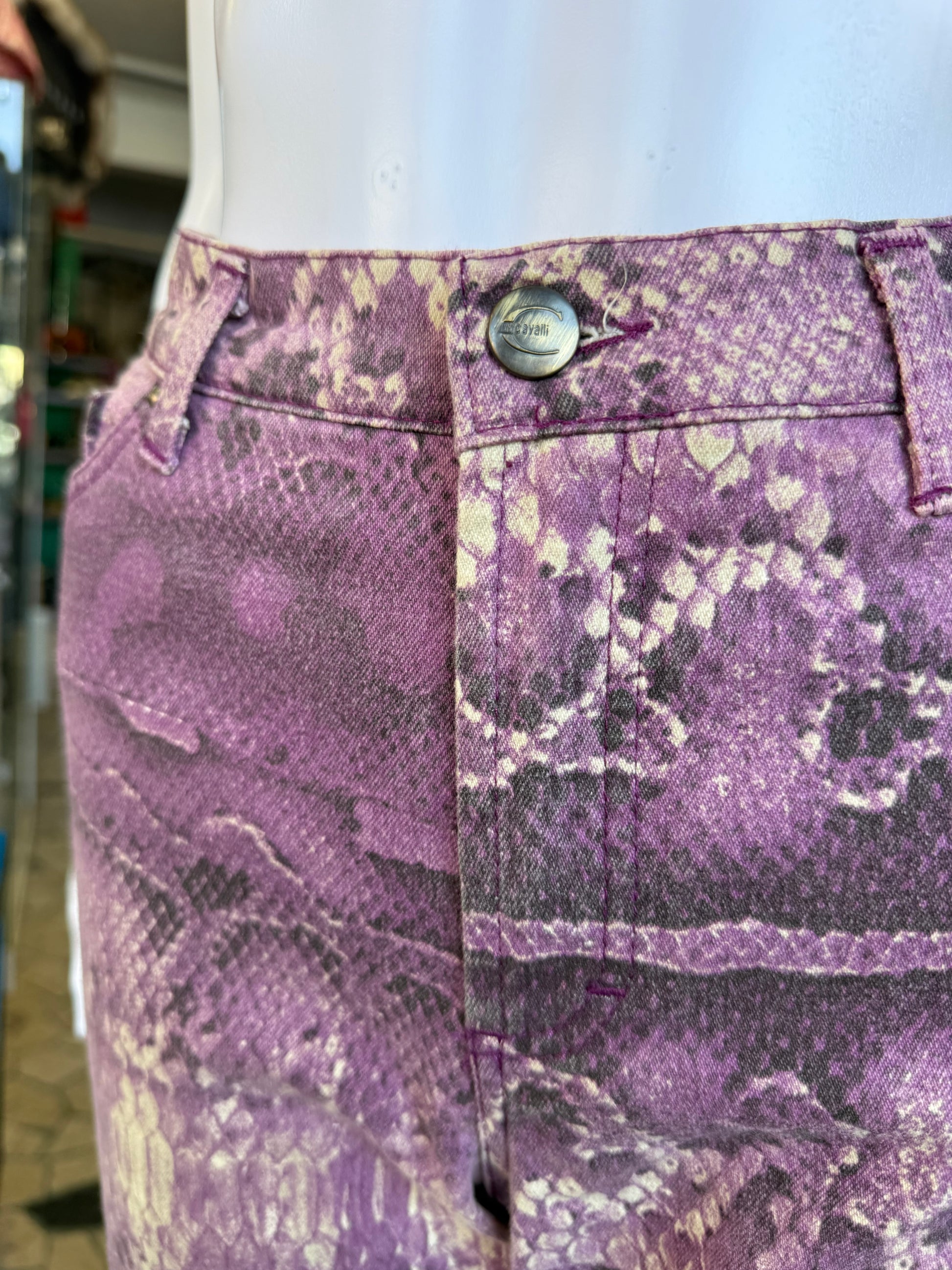 Jeans Roberto Cavalli pitone viola 00s