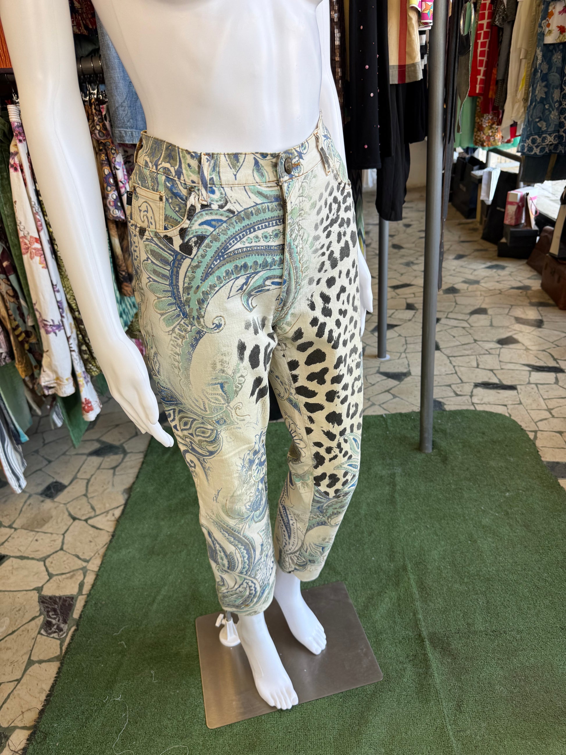 Jeans Roberto Cavalli SS2005 leopardo e fiori